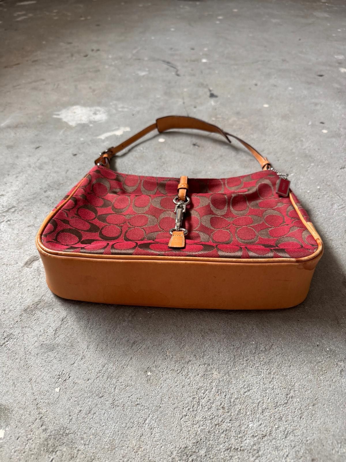 Coach Coach Hobo Signature Clip Canvas Handbag 'Red/Beige' Size ONE SIZE - 8 Thumbnail