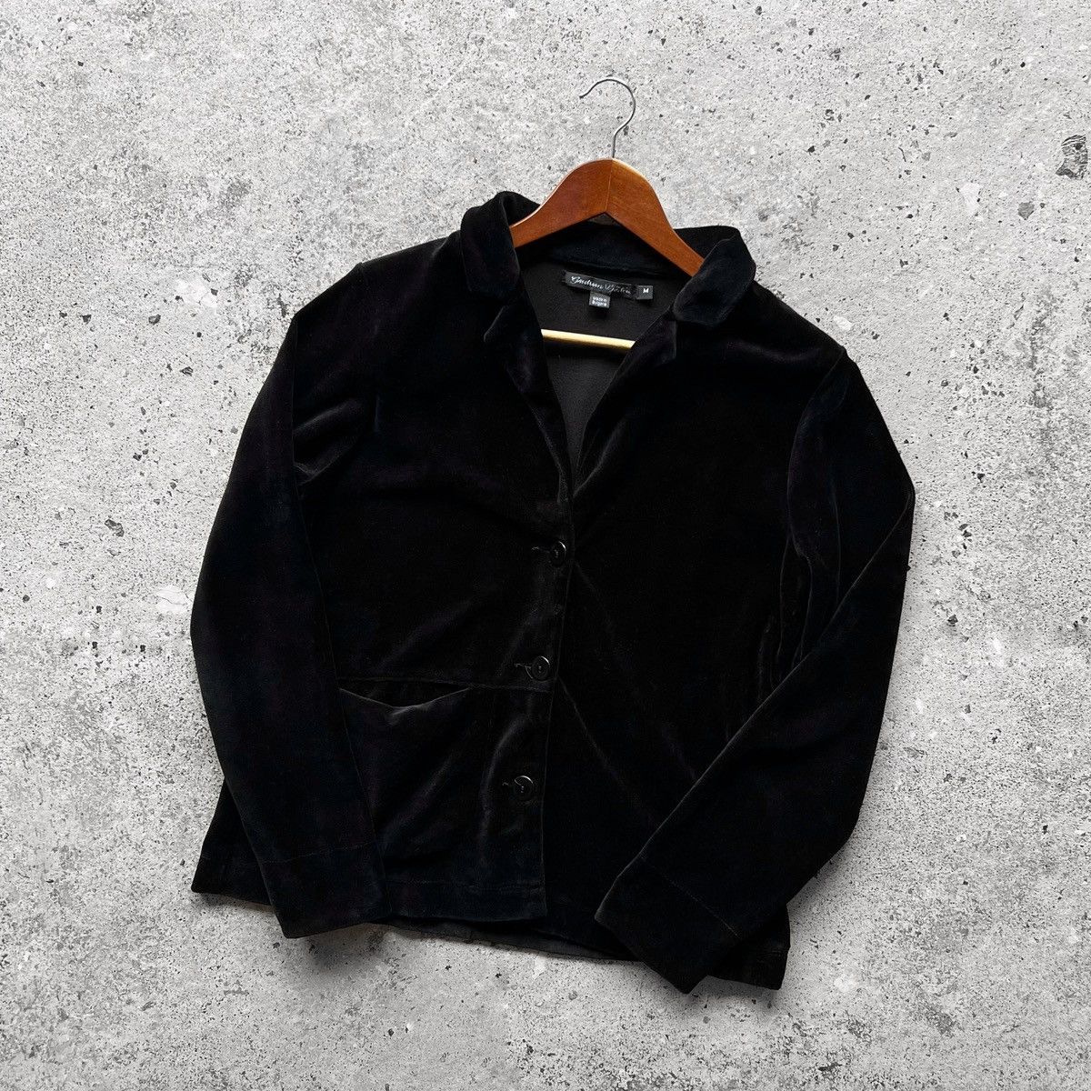 Designer Gudrun Sjoden Womens Black Velour Long Sleeve Blazer Jacket Size M / US 6-8 / IT 42-44 - 1 Thumbnail