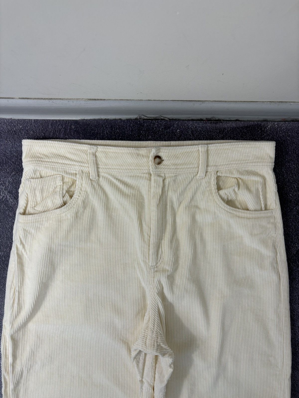 Sezane Sezane Women’s Cream Corduroy Velvet Wide Leg Pants Trousers Size 32" / US 10 / IT 46 - 8 Thumbnail