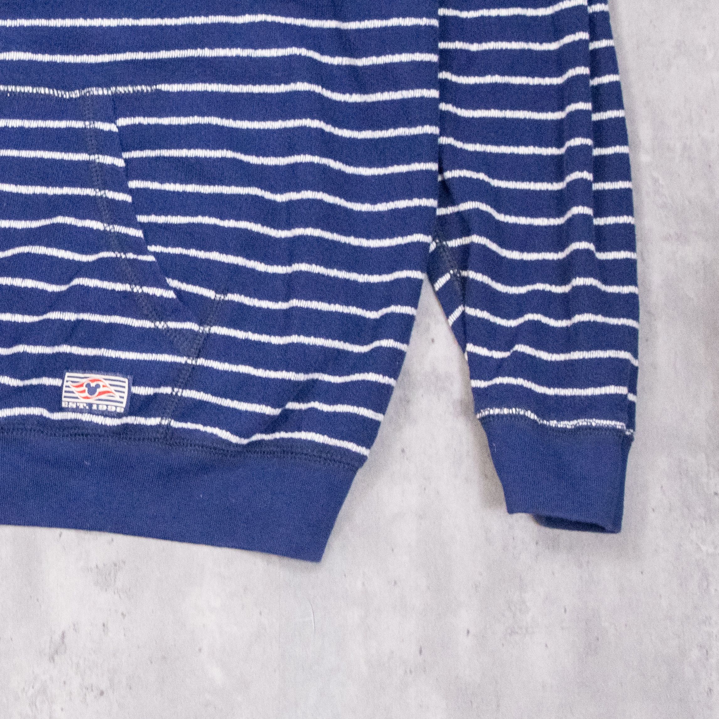 Disney × Mickey Mouse × Vintage Y2K 2000's Disney Cruse Stripped Oversize Navy Zip Hoodie Size US XL / EU 56 / 4 - 5 Thumbnail