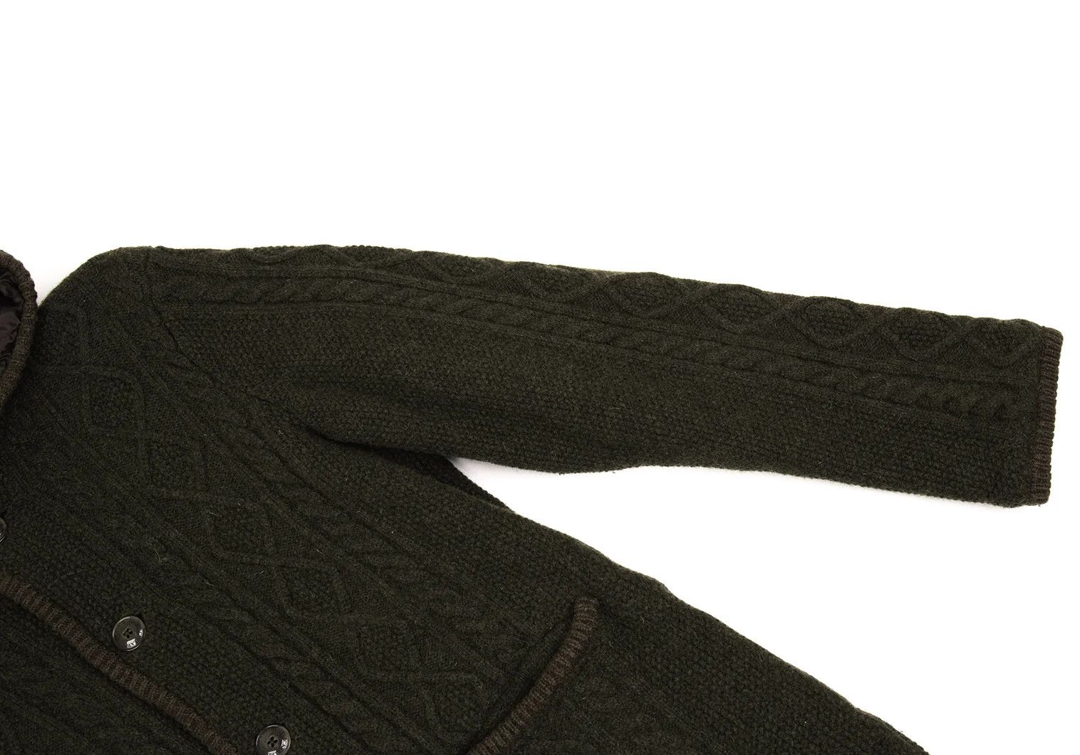 Burberry Quilted Lined Hooded Cable Knit Jacket in Khaki Brown Size US M / EU 48-50 / 2 - 6 Thumbnail