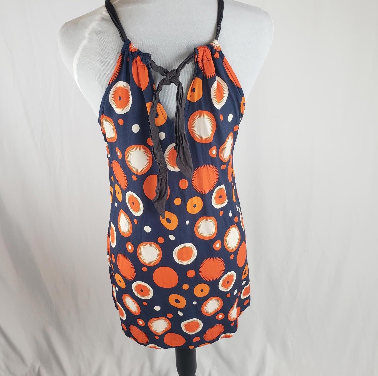 Designer Retro Halter Dress with Dot Print Size S / US 4 / IT 40 - 3 Thumbnail
