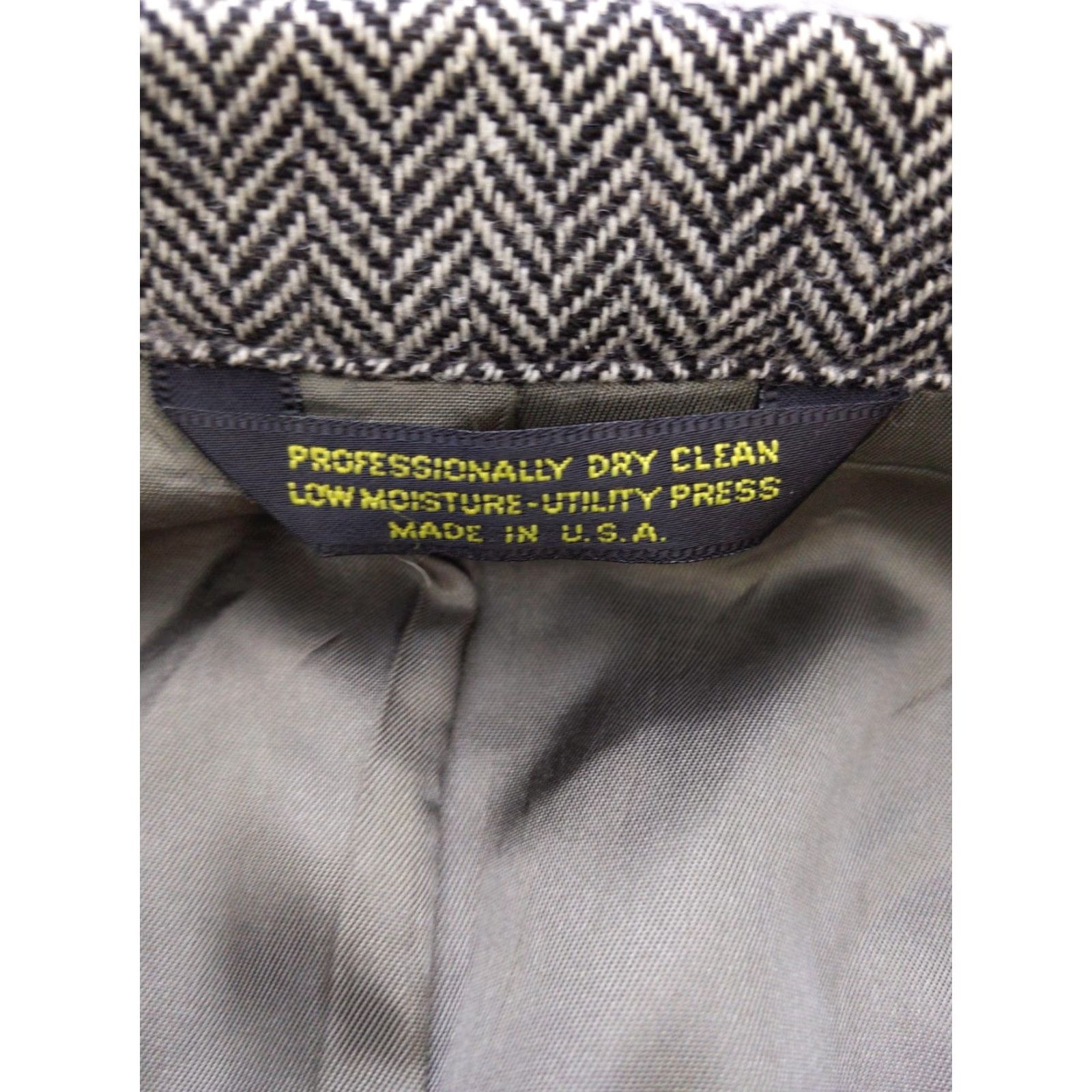 Vintage Rugers Blazer Mens 50 Long Gray Wool Herringbone Tweed Sport Coat Jacket USA Size 50R - 7 Thumbnail