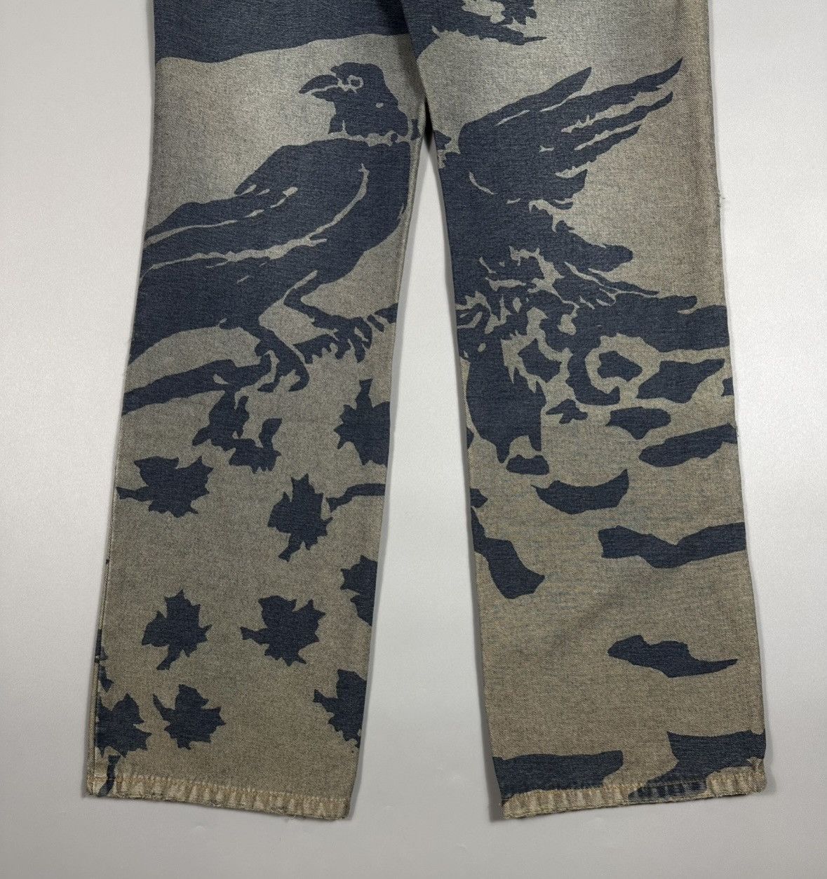 Just Cavalli 00s Just Cavalli Birds Raven Denim Straight Jeans Size US 33 - 7 Thumbnail