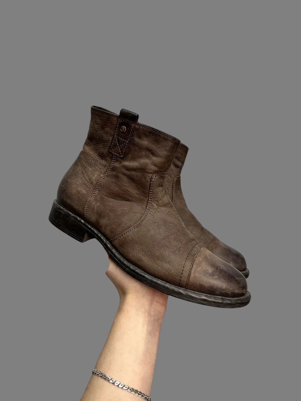 If Six Was Nine Vintage Brown Leather Ankle Boots Italy Guidi Style Size US 8 / EU 41 - 3 Thumbnail