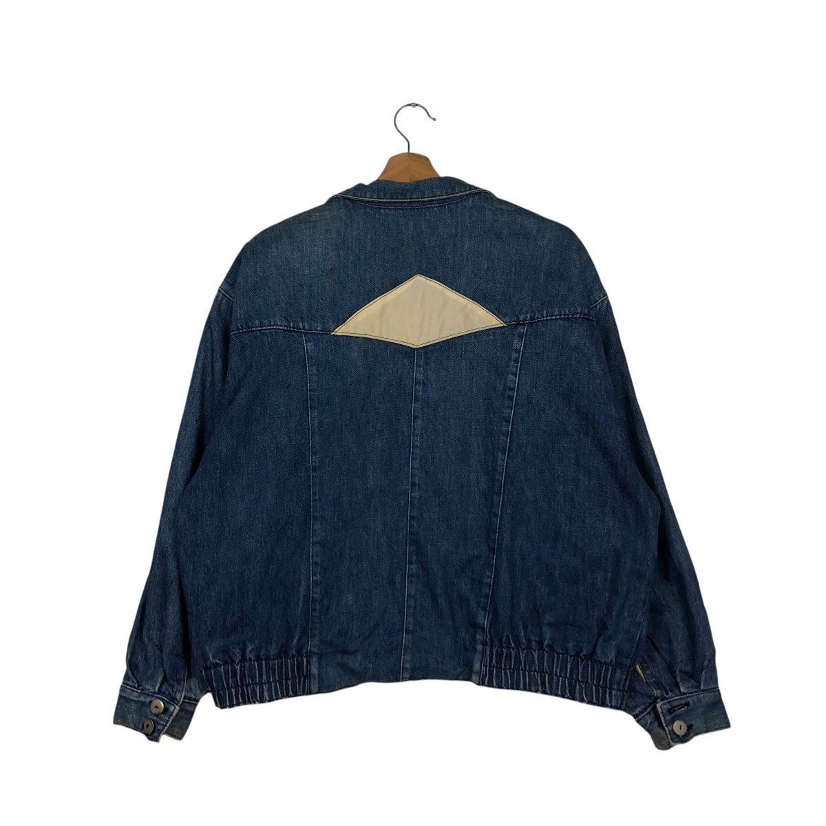 Japanese Brand × Vintage 📌Vtg Denim Bomber Jacket Gourd Double Collar Issey Miyake Size US M / EU 48-50 / 2 - 9 Thumbnail