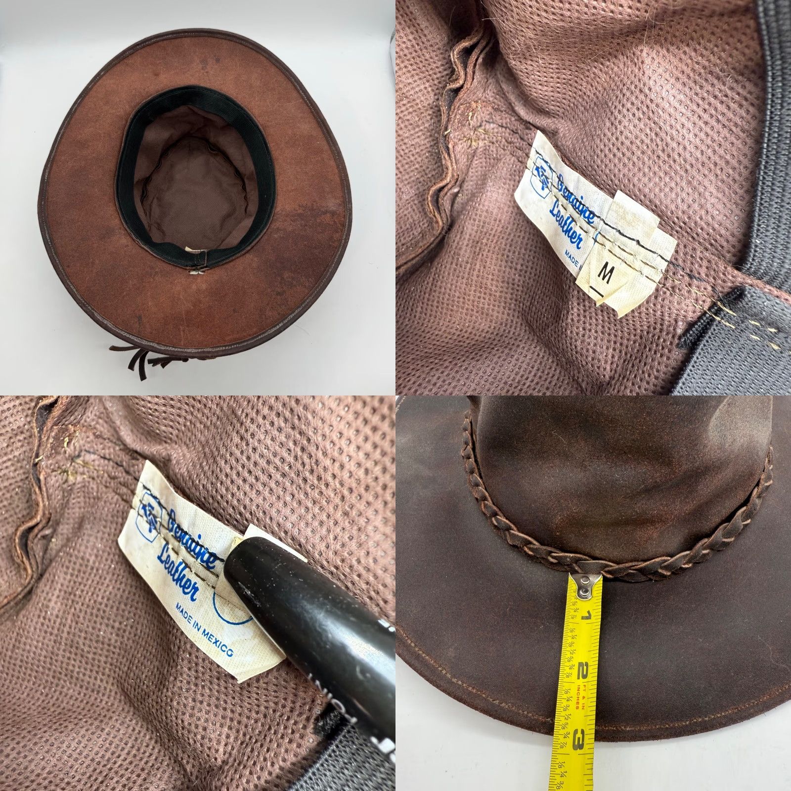 Vintage VINTAGE Mens Leather Australian Outback Hat Size Small Brown Braided Hatband Size ONE SIZE - 8 Thumbnail