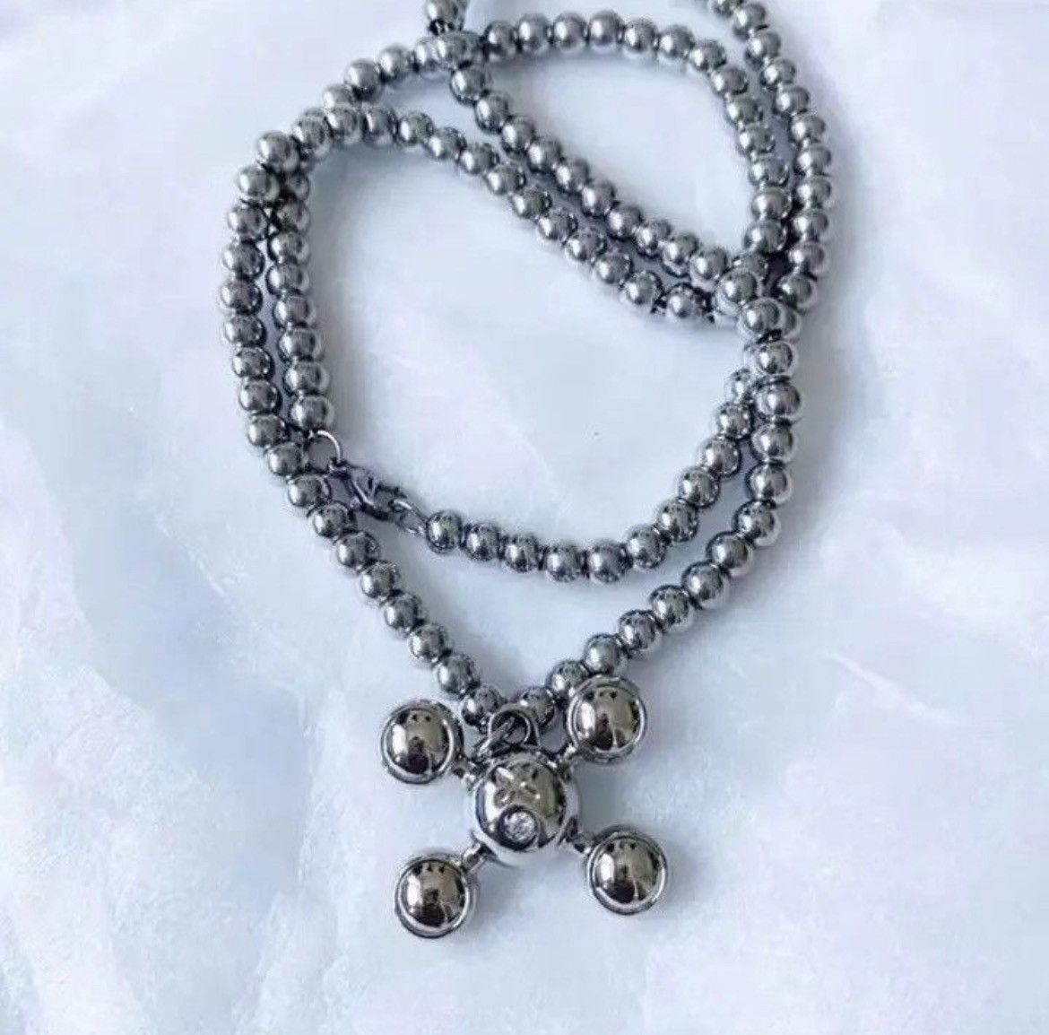 Cuban Link Chain Round Bead Chain Quadangle Ball Pendant Grailed