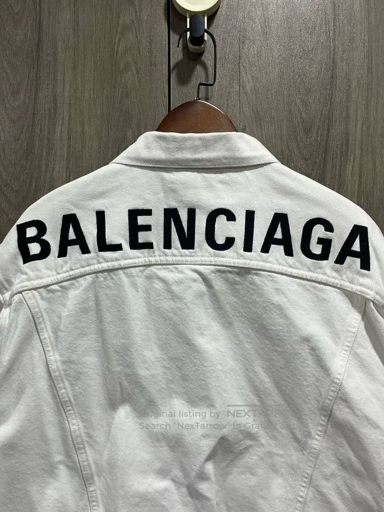 Balenciaga Balenciaga White large logo denim jacket Size US S / EU 44-46 / 1 - 8 Thumbnail