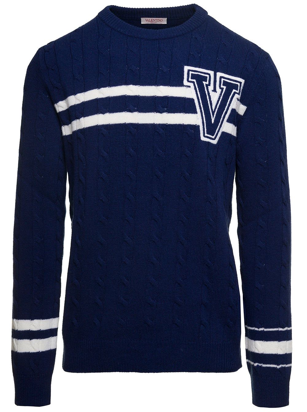 Valentino Contrasting Blue Patch 'VLogo' in Virgin Wool Man Size US L / EU 52-54 / 3 - 1 Thumbnail