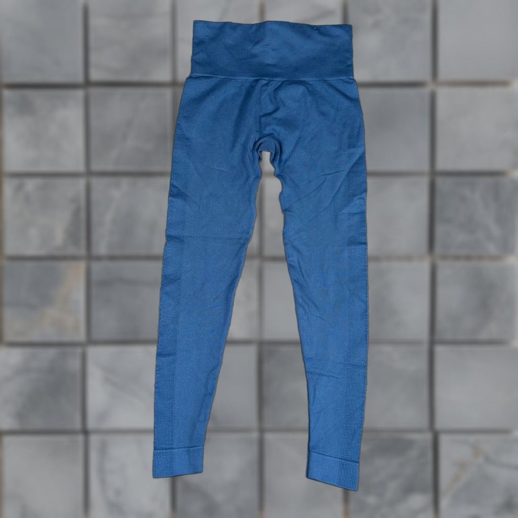 Vintage SET Active Leggings Womens Small Blue Ribbed Activewear Size 28" / US 6 / IT 42 - 1 Thumbnail