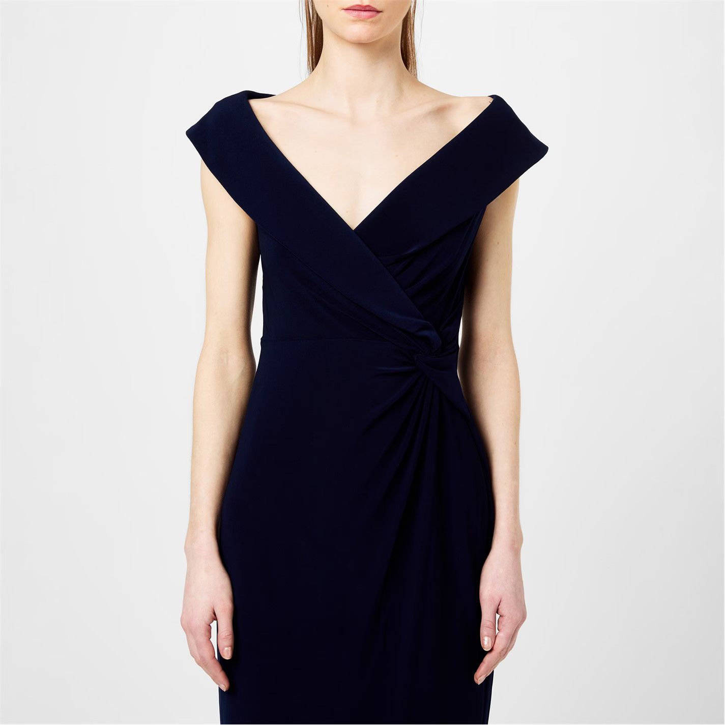 Lauren Ralph Lauren o1g2r1mq0825 Jersey Off-the-Shoulder Cocktail Dress Navy Size M / US 6-8 / IT 42-44 - 5 Thumbnail