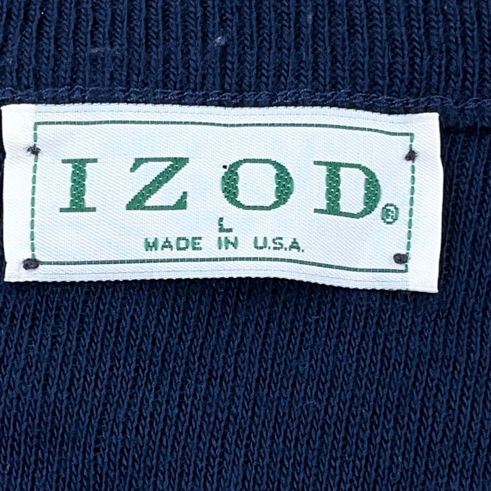 Izod VINTAGE IZOD Sweater Men L Navy Blue V Neck Made In USA 90s Golf Acrylic Shirt Mens Blue 90s USA Golf Pullover Knit Size US L / EU 52-54 / 3 - 3 Thumbnail