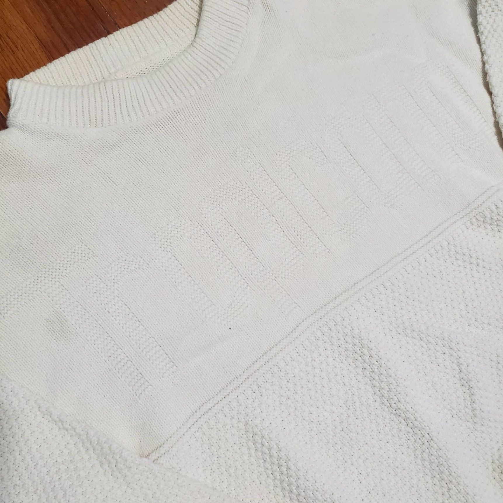 Spell VINTAGE Tropicana Knit Sweater Beige L Crew Neck 90s Pullover All Seasons Embroidered Logo Mens Size US L / EU 52-54 / 3 - 2 Thumbnail