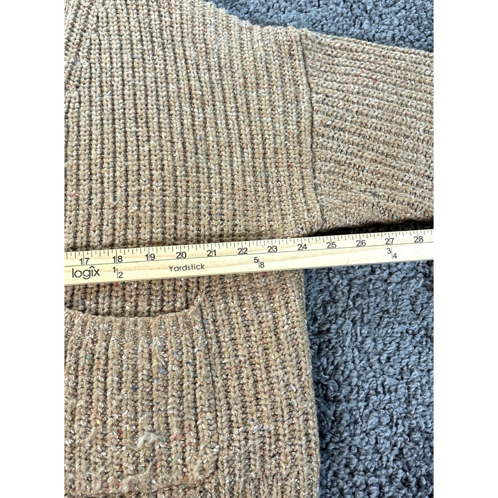 Madewell Madewell Cardigan Sweater Womens XL Beige Chunky Knit Wool Vneck Speckled Button Pockets Size XL / US 12-14 / IT 48-50 - 3 Thumbnail