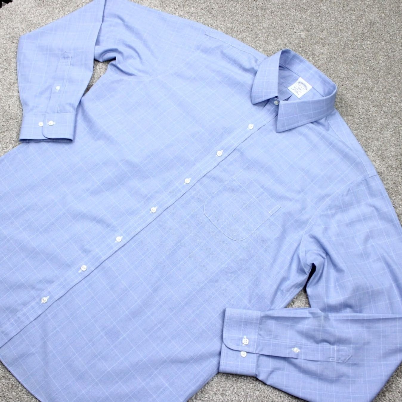 Brooks Brothers Brooks Brothers Regent Dress Shirt Mens 17 6/7 Blue Non-Iron Cotton L/S Shirt Size 46R - 3 Thumbnail