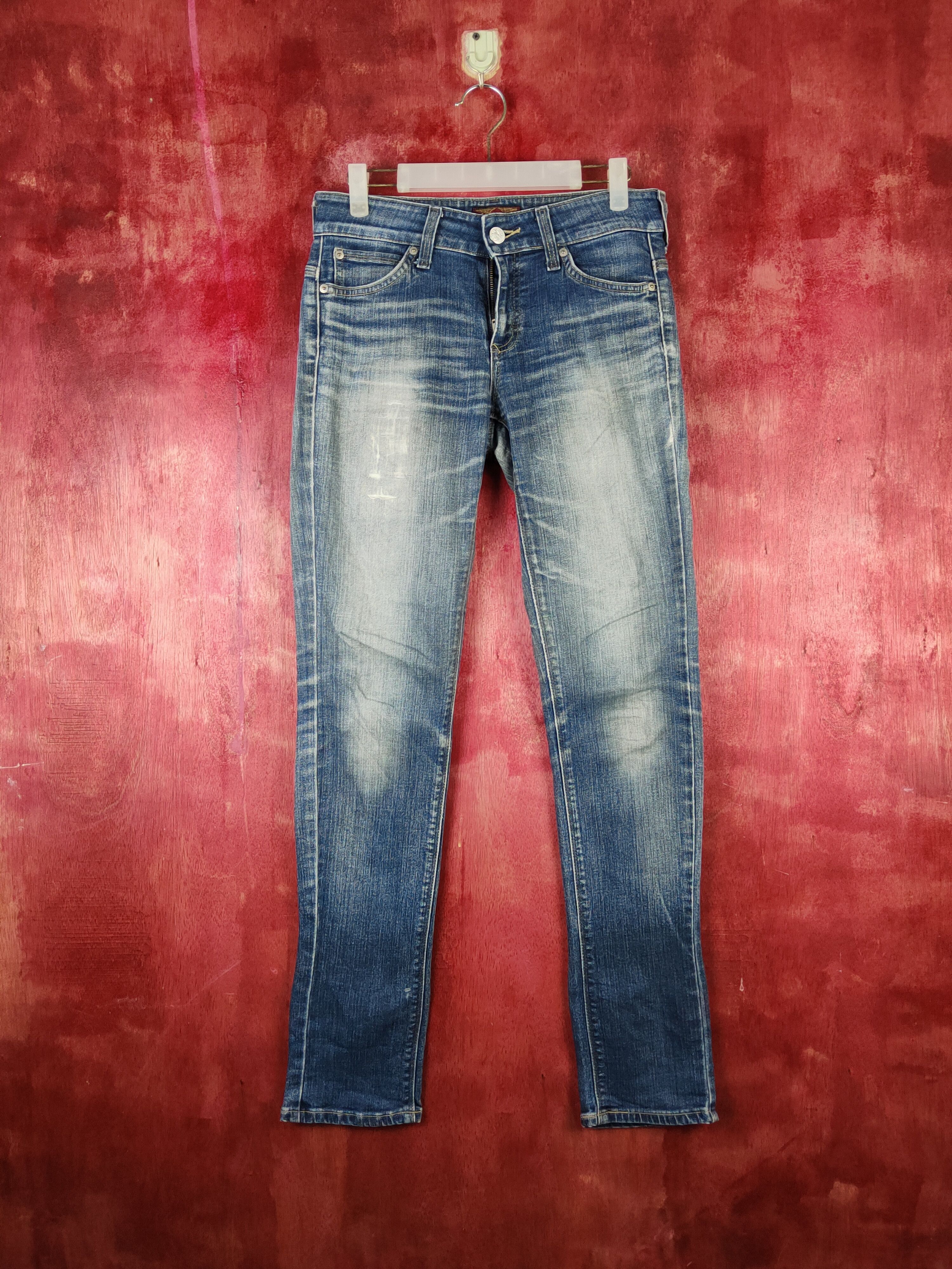 Edwin Something - Edwin Blue Faded Distressed Ripped Jeans #S1808 Size 29" - 1 Thumbnail