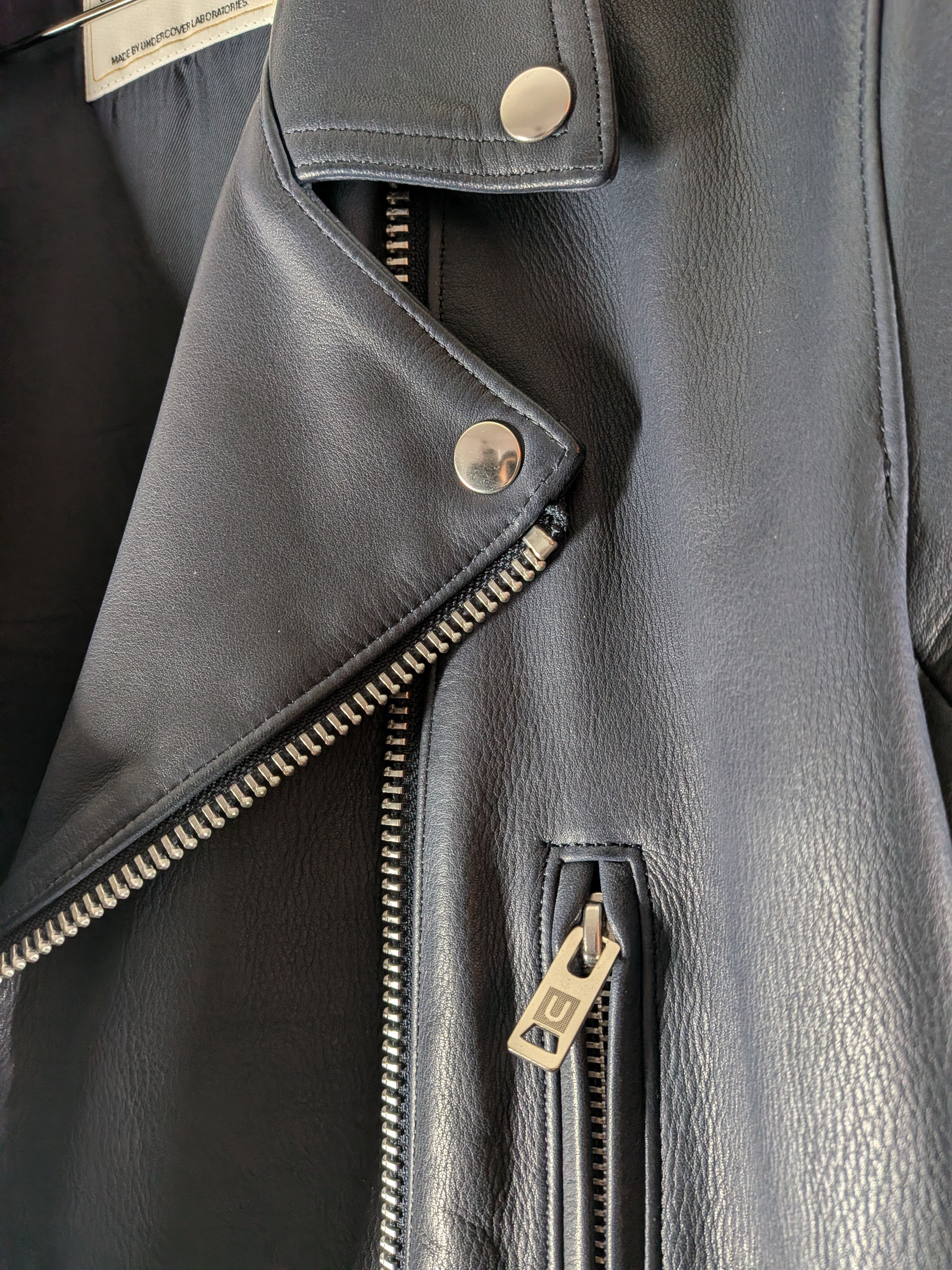 Undercover Undercover Double Zip Leather Biker Jacket Navy Size US M / EU 48-50 / 2 - 3 Thumbnail