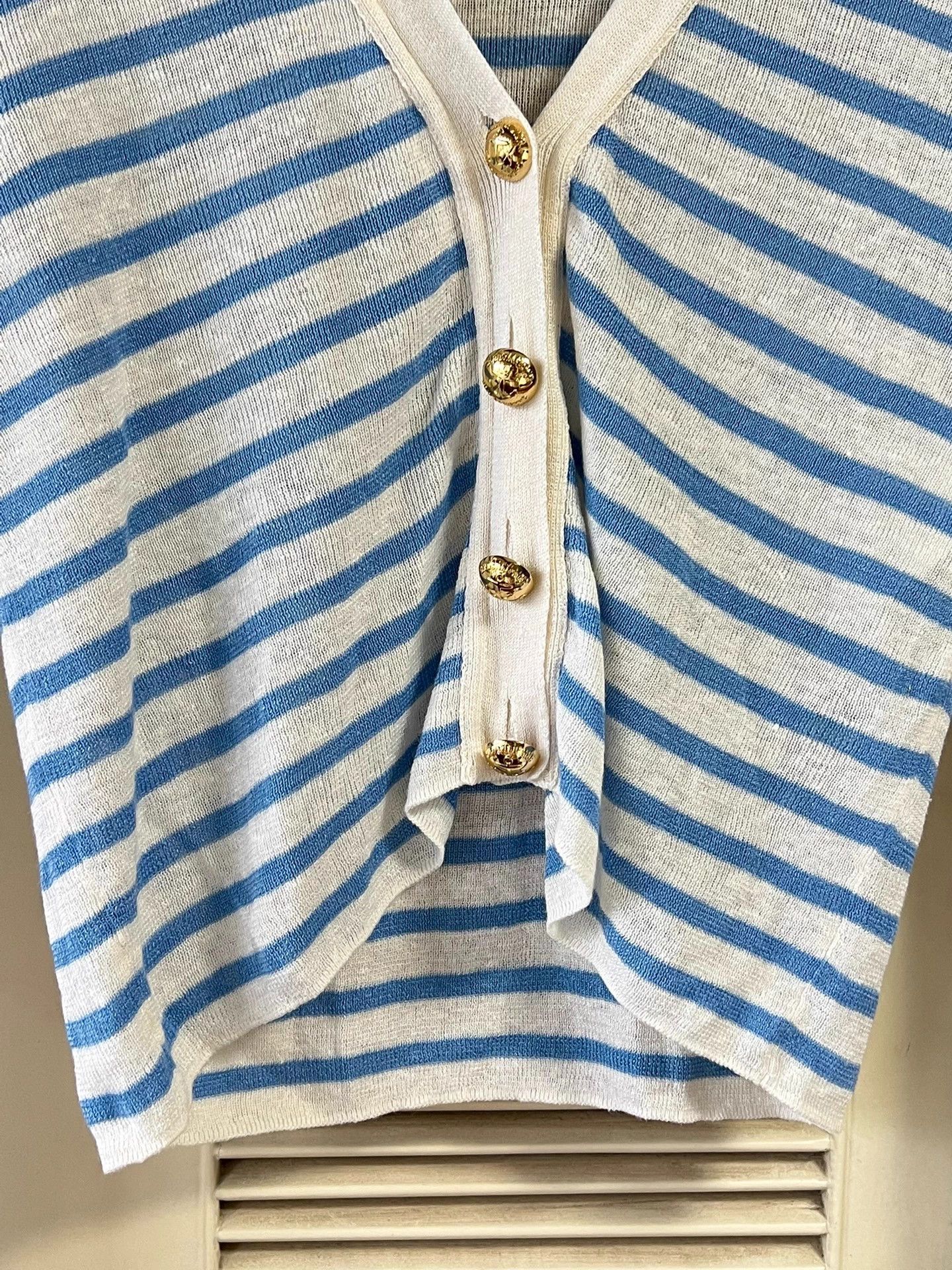 Dior Dior Blue & White Stripe Knit Cardigan 36 Like New Size S / US 4 / IT 40 - 5 Thumbnail