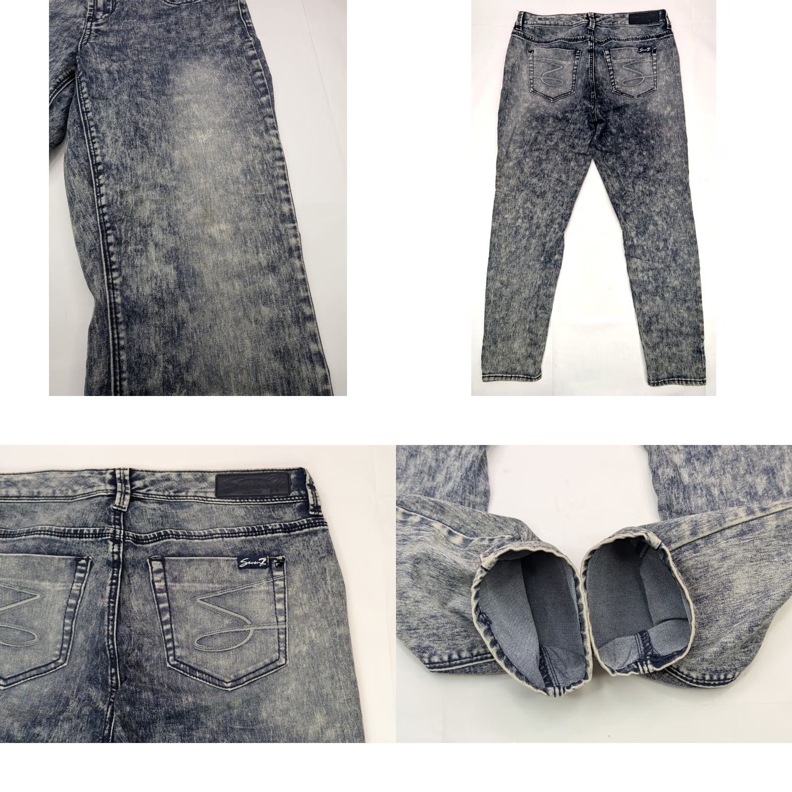 Vintage Seven7 Distressed Legging Jeans Women 10 Skinny 32x28 Light Blue White Denim Pockets Vintage No Size 32" / US 10 / IT 46 - 8 Thumbnail