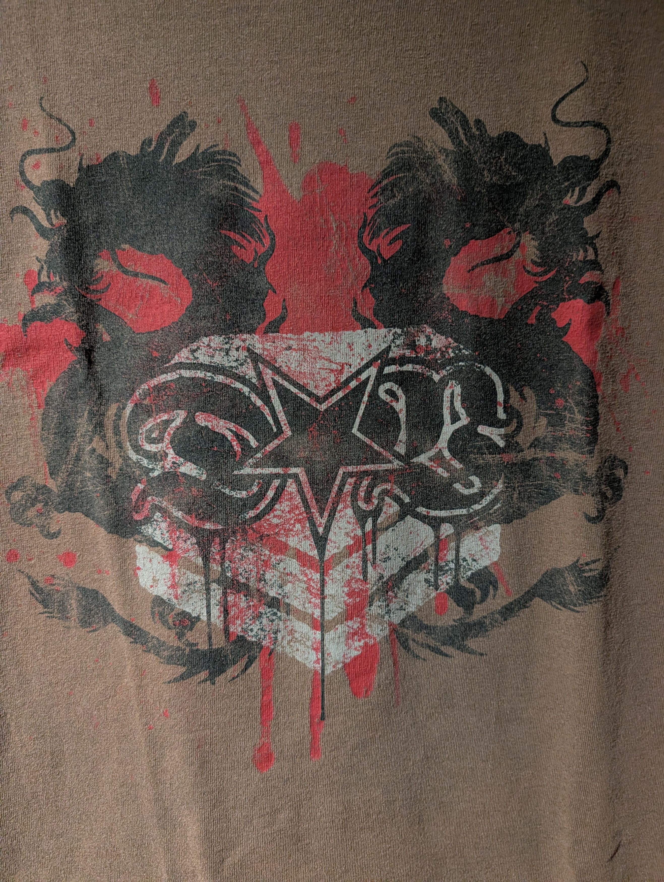 Affliction Vintage DIRTBAG Mens T-SHIRT Brown TWIN DRAGONS Graphic Tee Size US L / EU 52-54 / 3 - 2 Thumbnail