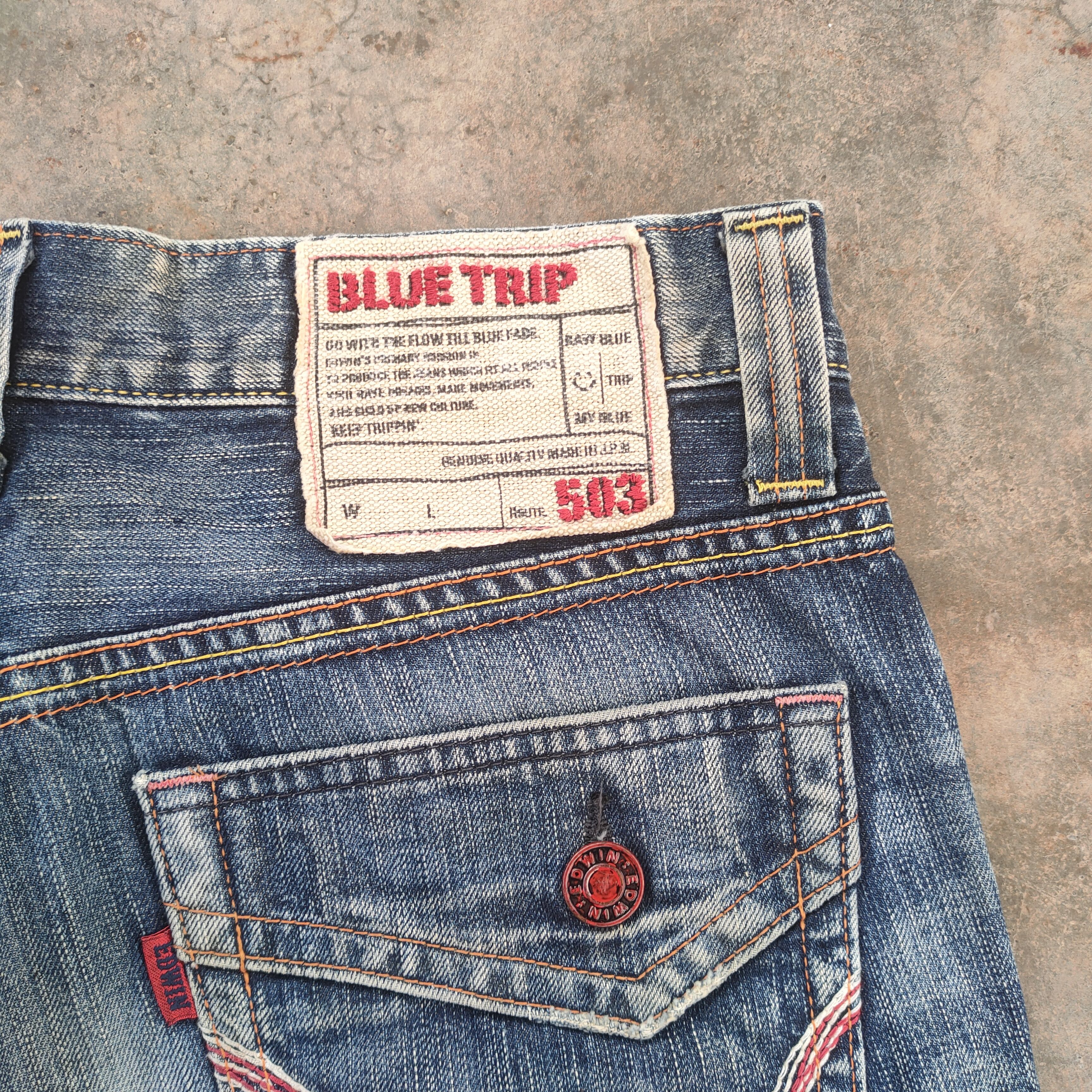 Edwin VINTAGE EDWIN BLUE TRIP FADED DISTRESSED DENIM JEAN PANTS Size US 33 - 10 Thumbnail