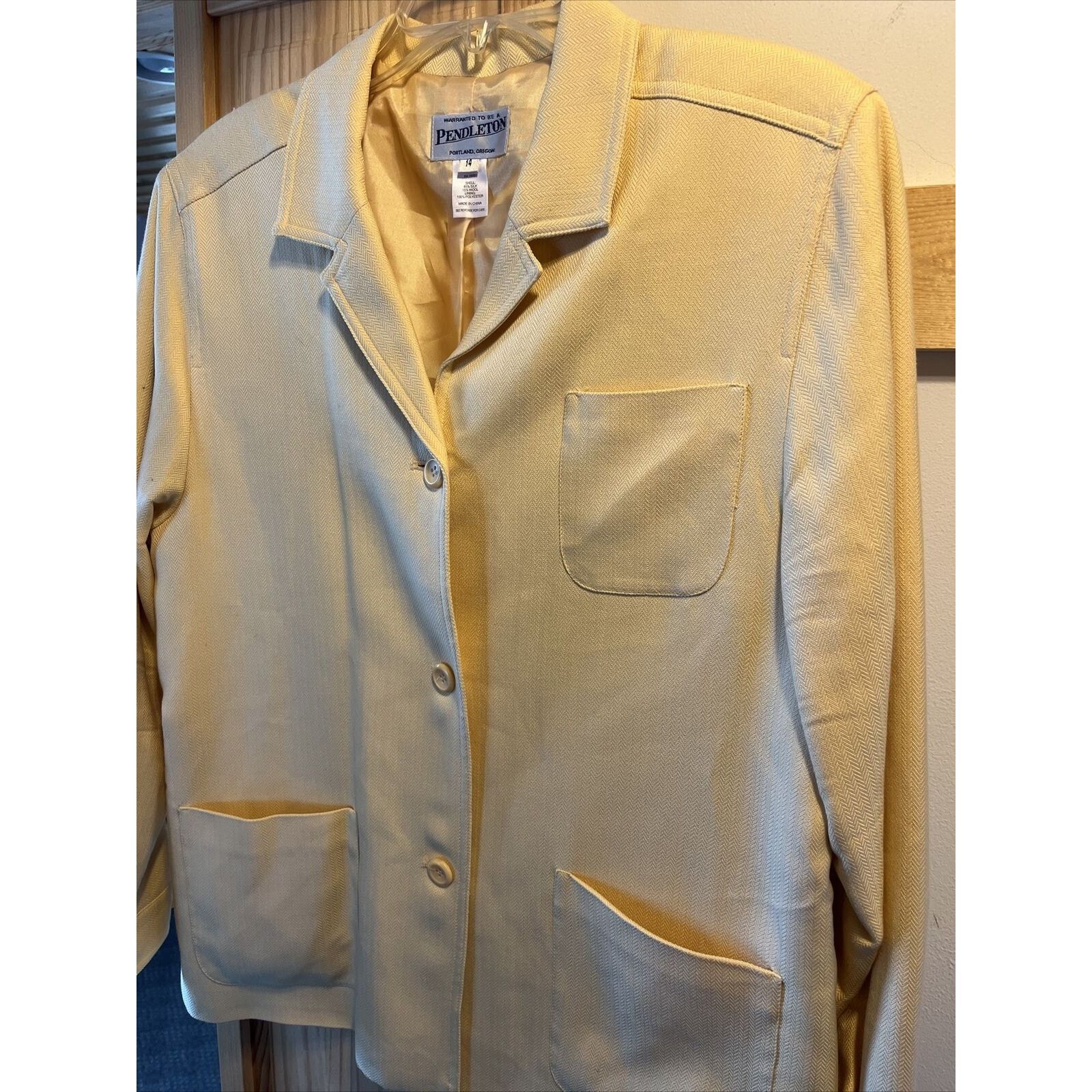 Pendleton Pendleton Womens 14 Wool Silk Blend yellow Dress Suit Blazer Size XL / US 12-14 / IT 48-50 - 6 Thumbnail