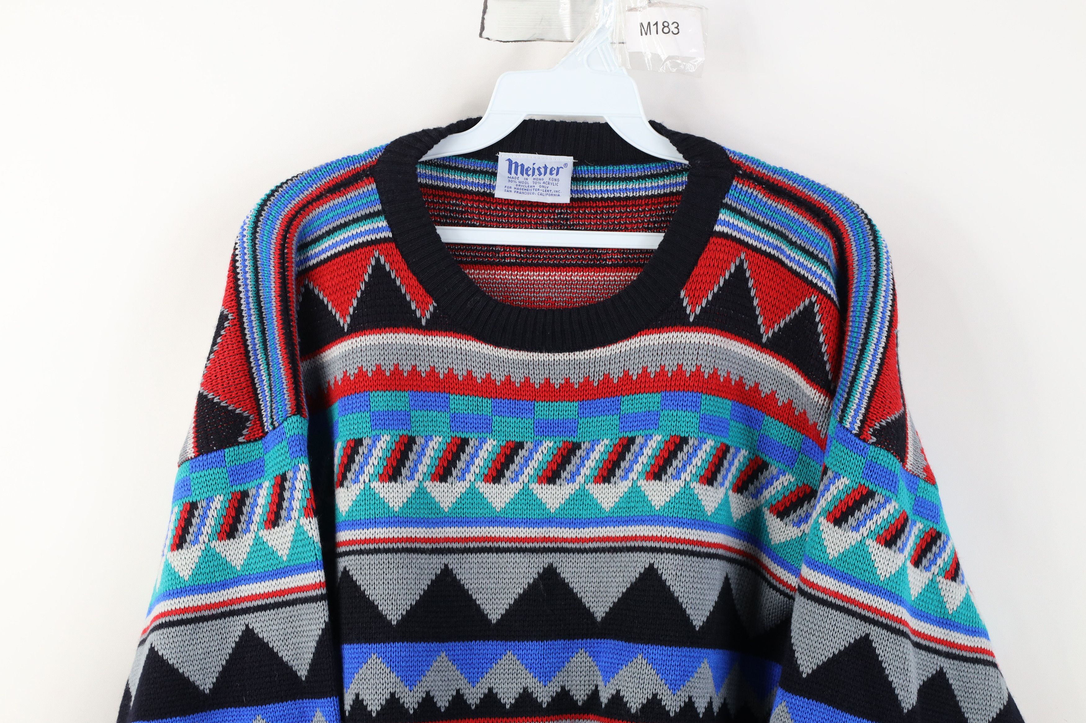 Vintage Vintage 90s Coogi Style Fair Isle Wool Blend Knit Sweater Size US M / EU 48-50 / 2 - 2 Thumbnail