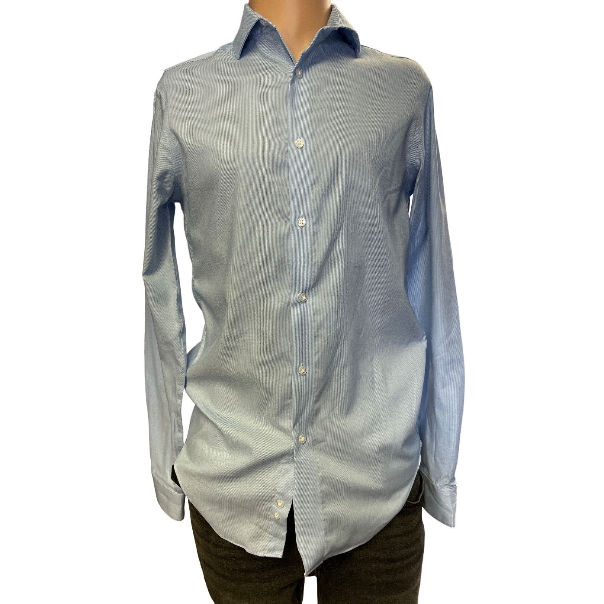Calvin Klein Calvin Klein Men's Blue Button Up Shirt Slim, Stretch Size S Size US S / EU 44-46 / 1 - 1 Thumbnail