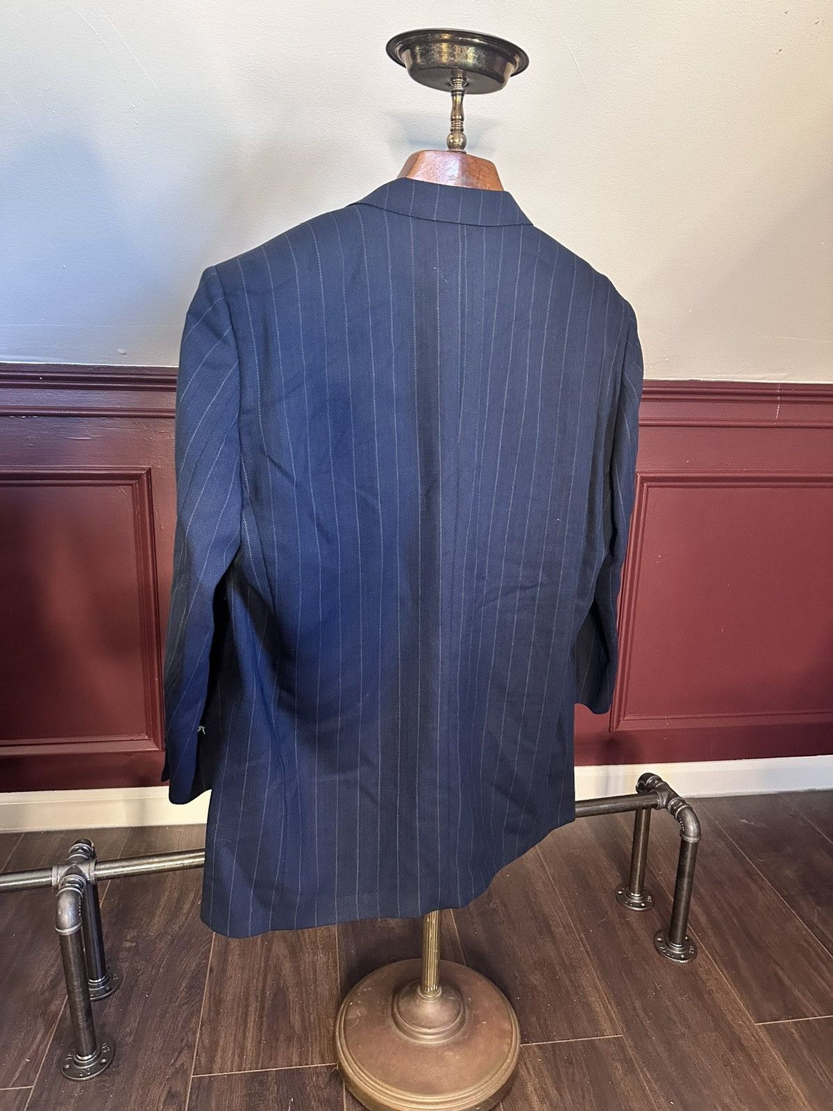 Ermenegildo Zegna Custom tailored navy pinstriped woven wool jacket Size 46R - 7 Thumbnail