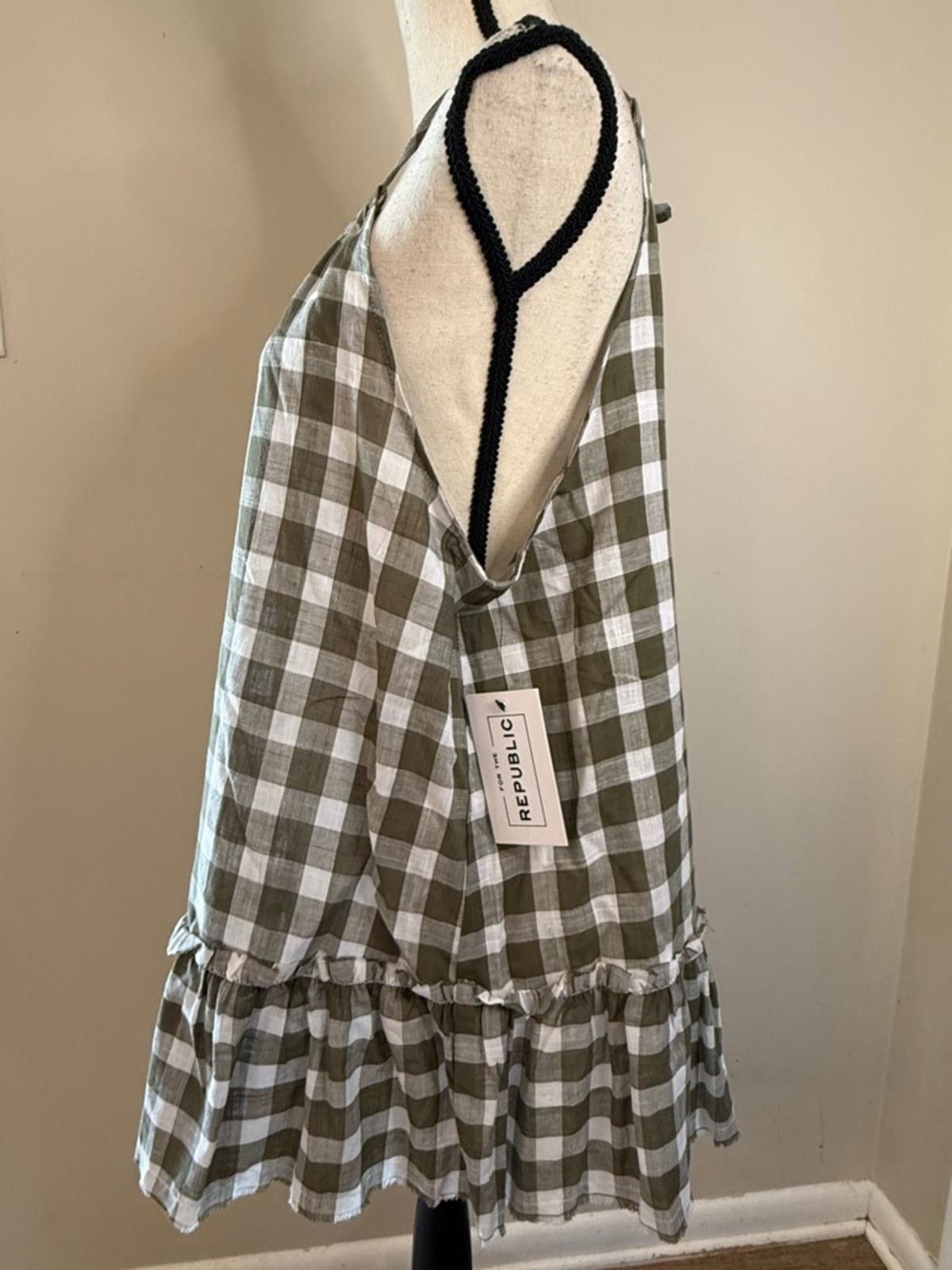 Other For the Republic brown white checkered ruffled tank top SZ M Size M / US 6-8 / IT 42-44 - 3 Thumbnail