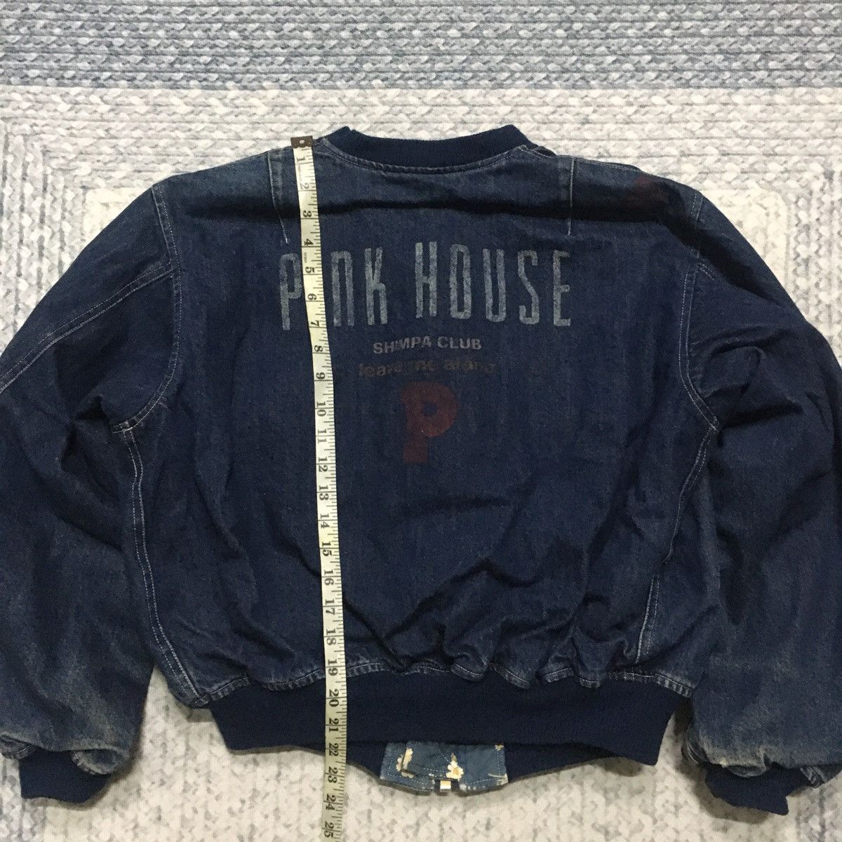 Pink House Distressed Pink House Denim Bomber Jacket Size US L / EU 52-54 / 3 - 12 Thumbnail