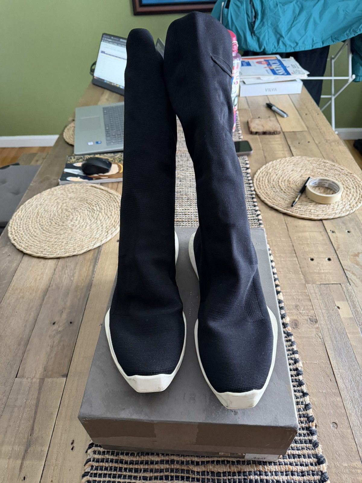 Rick Owens Drkshdw Rick Owens DRKSHDW Black Sock Sneakers (size 42) Size US 9 / EU 42 - 1 Thumbnail