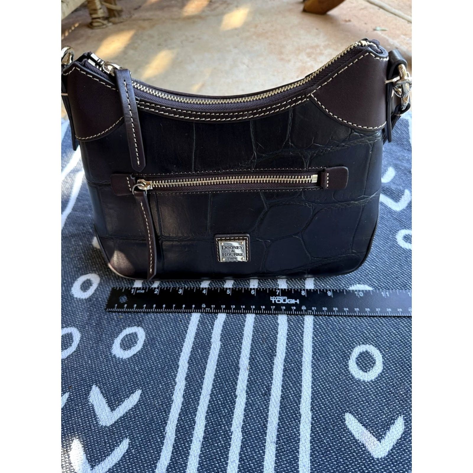 Dooney & Bourke Dooney & Bourke Purse Handbag Croc Embossed Leather cognac Medium Satchel/Top Handle Bag Women's Zip Closure Inner Pockets Ivory? Size ONE SIZE - 6 Thumbnail