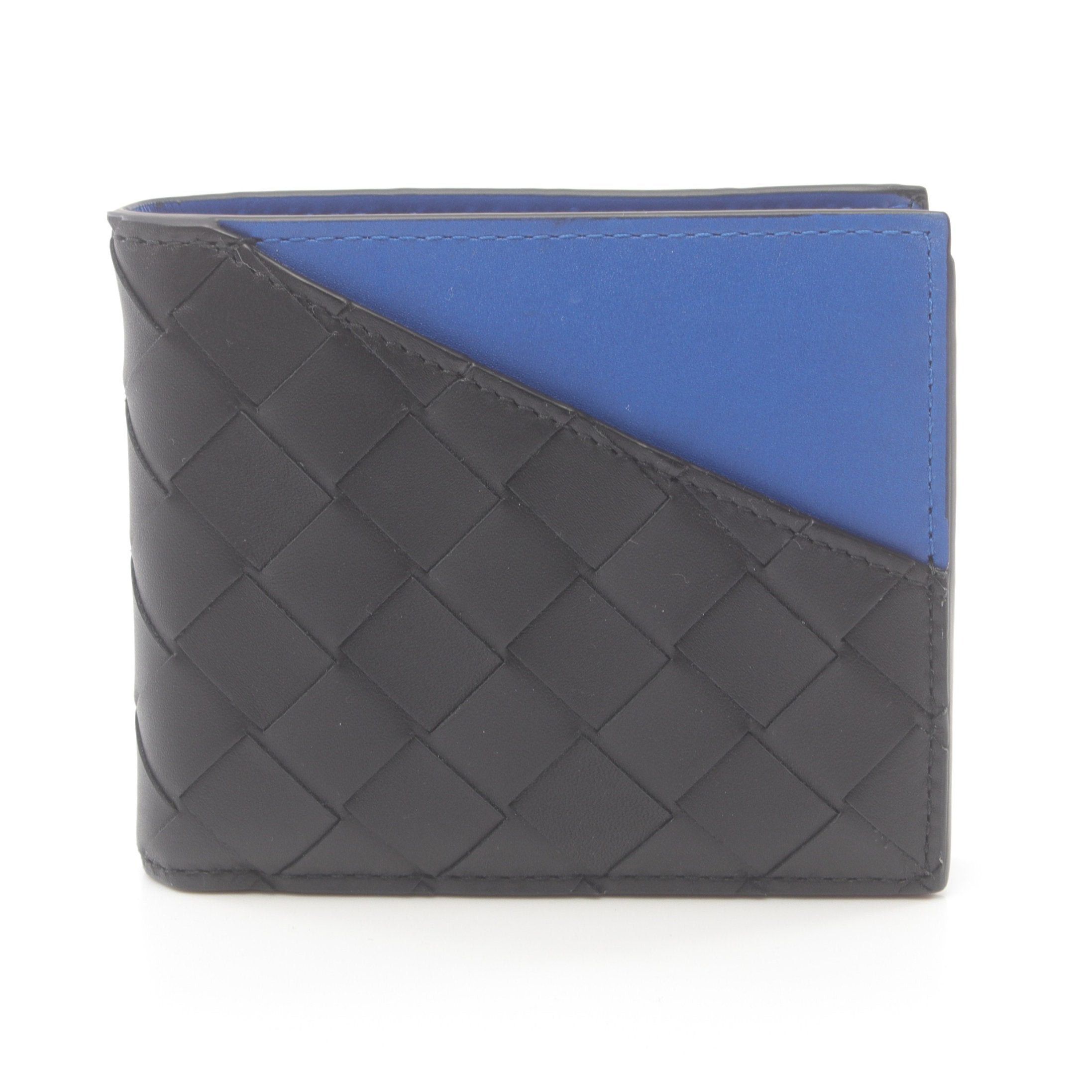 Bottega Veneta Bottega Veneta Intrecciato Bi-Fold Wallet Leather Black Blue Size ONE SIZE - 1 Thumbnail