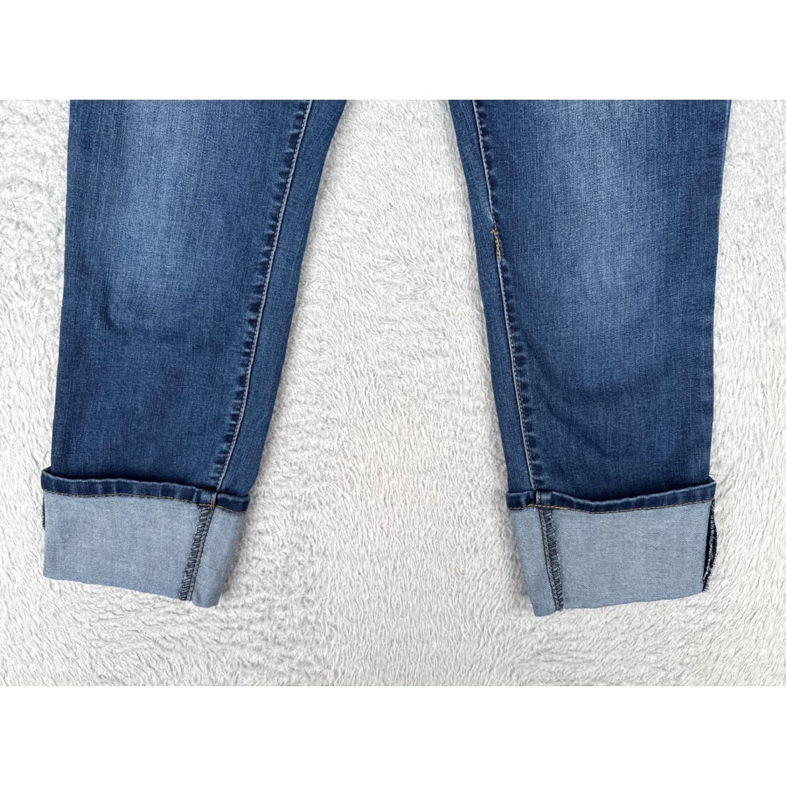 Vintage Maurices Jeans Womens 4 Blue High Rise Skinny Double Button Zip Ankle Denim Slim Stretch 5-Pocket Classic Medium Blue 90s City USA Mens? Size 27" / US 4 / IT 40 - 2 Thumbnail