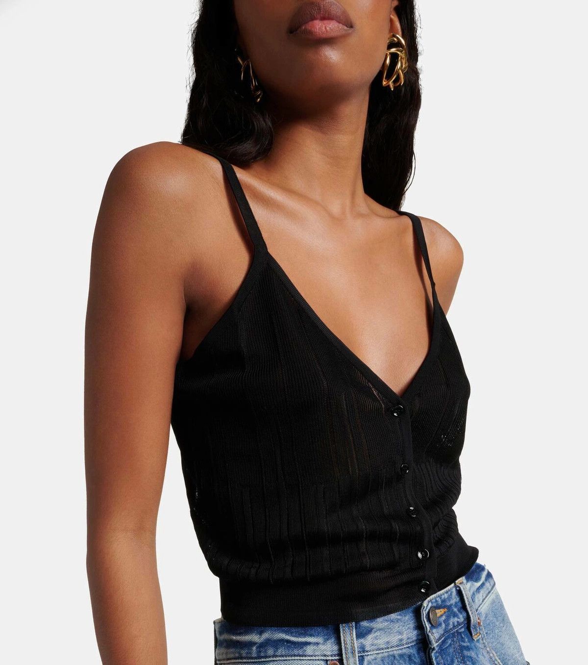 Saint Laurent Paris o1y0126 Sleeveless Blouse in Black Size M / US 6-8 / IT 42-44 - 2 Thumbnail