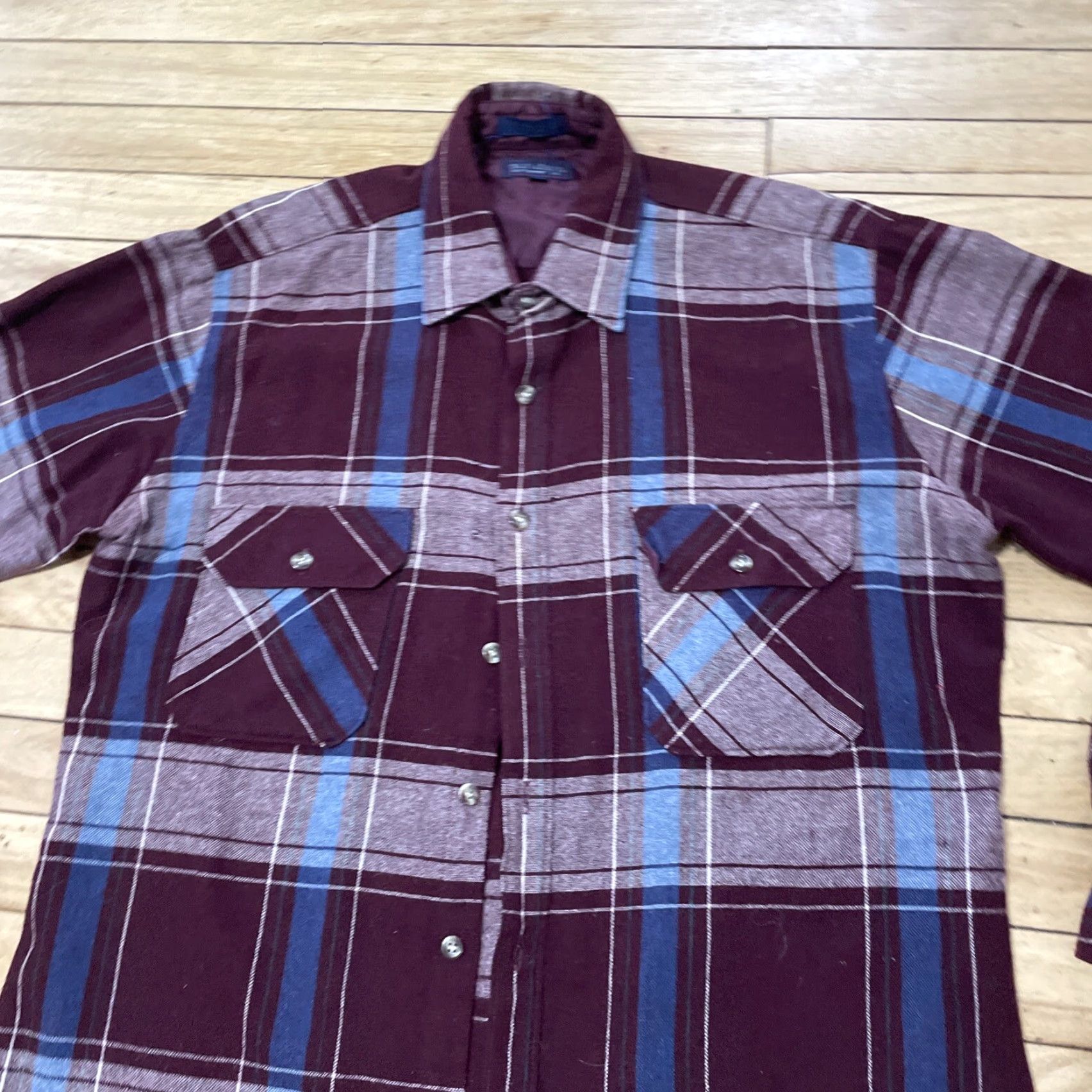 Vintage VINTAGE The Sundays Shirt Men L Plaid Flannel 80s 90s Button-Up Outdoor Purple-Red Collared Casual Size US L / EU 52-54 / 3 - 3 Thumbnail