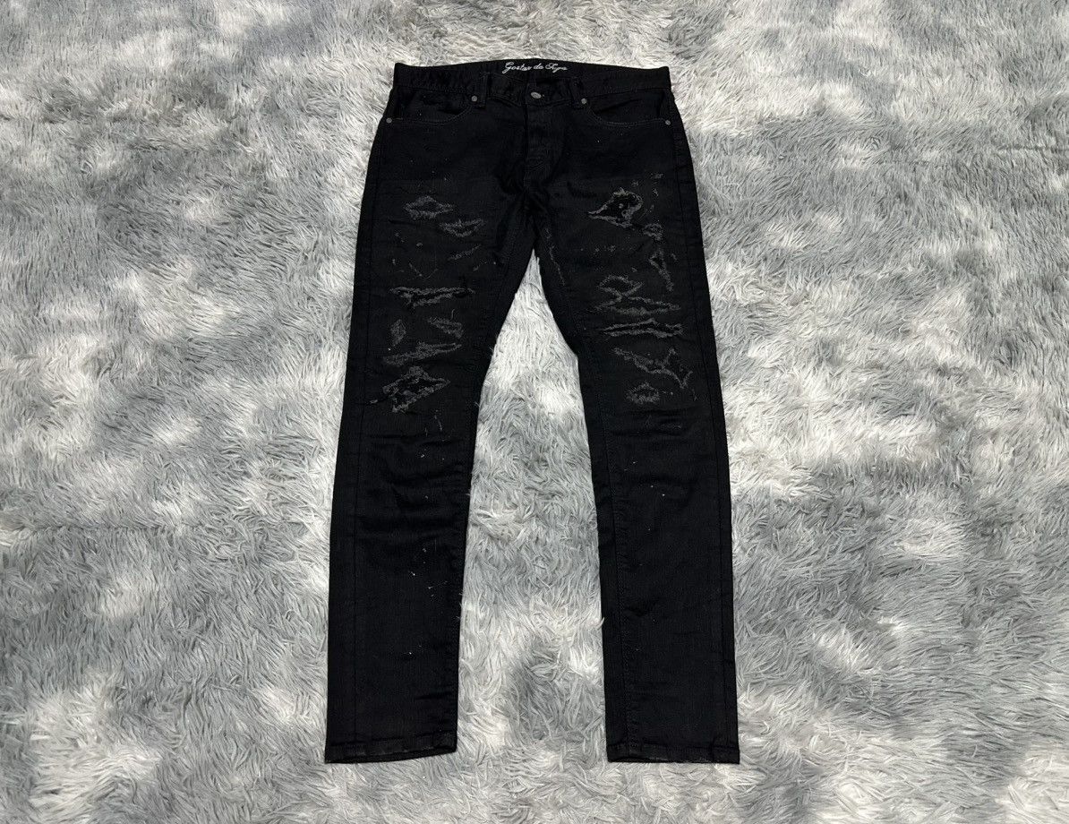 GOSTAR DE FUGA 🔥Y2K Archived Gostar De Fuga Grunge Distressed Black Denim Size US 32 / EU 48 - 1 Thumbnail