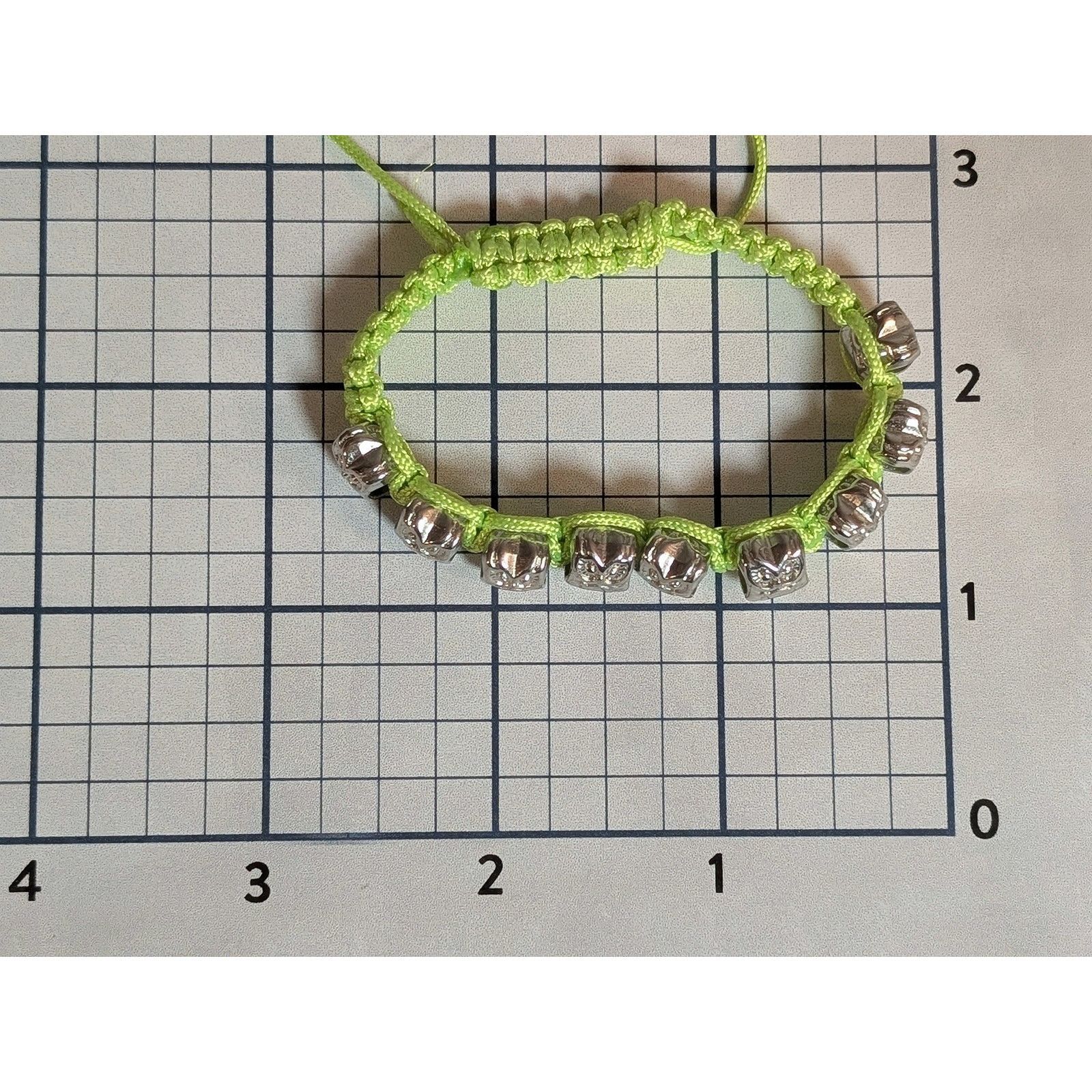 Vintage Cute VTG Lime & Silver Owl Bead Paracord Adjustable Bracelet Size ONE SIZE - 8 Thumbnail