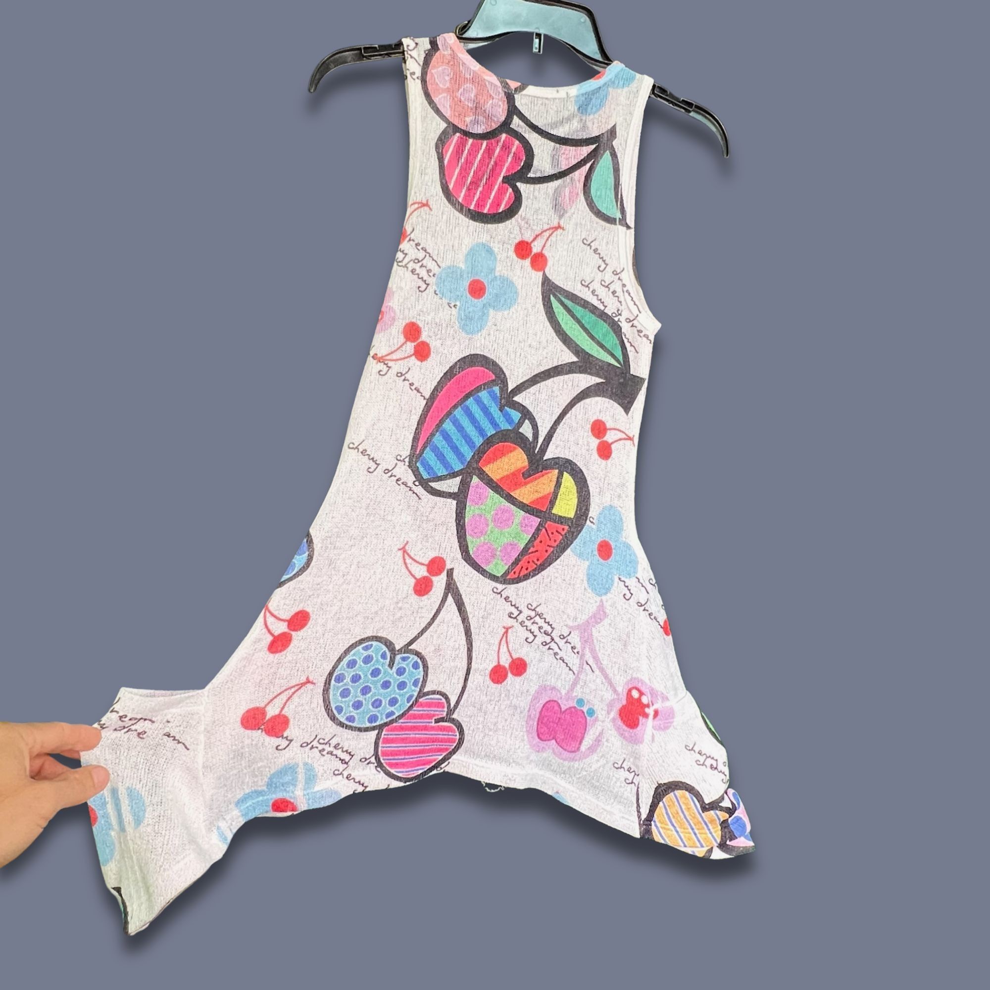 Other RETRO Sleeveless Top With Colorful Cherry & Heart Print Asym Size S / US 4 / IT 40 - 3 Thumbnail