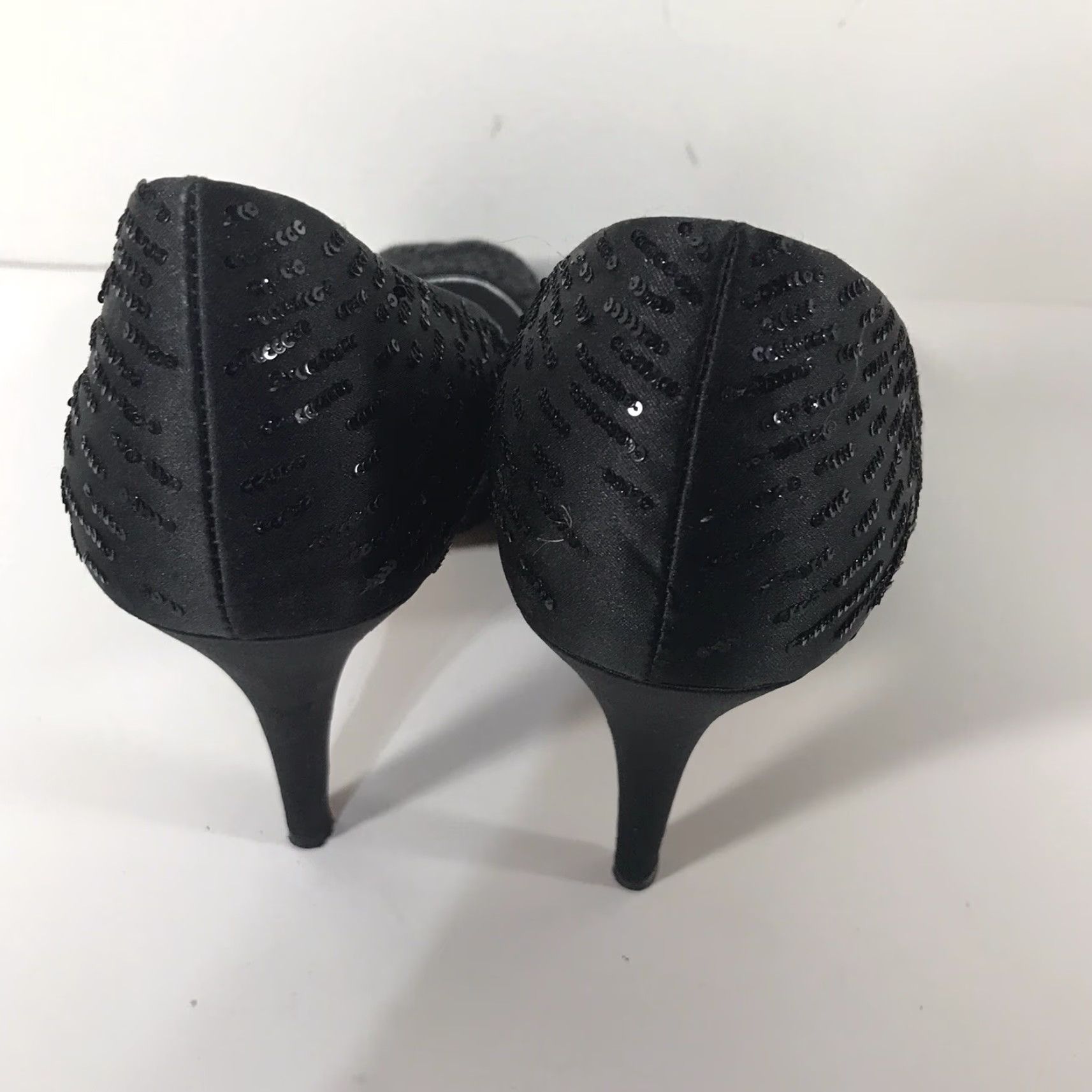 Vintage Ragazza Black Sequin Peep Toe Pumps Womens Size 10B 4in Heel Ultra High Size US 10 / IT 40 - 3 Thumbnail