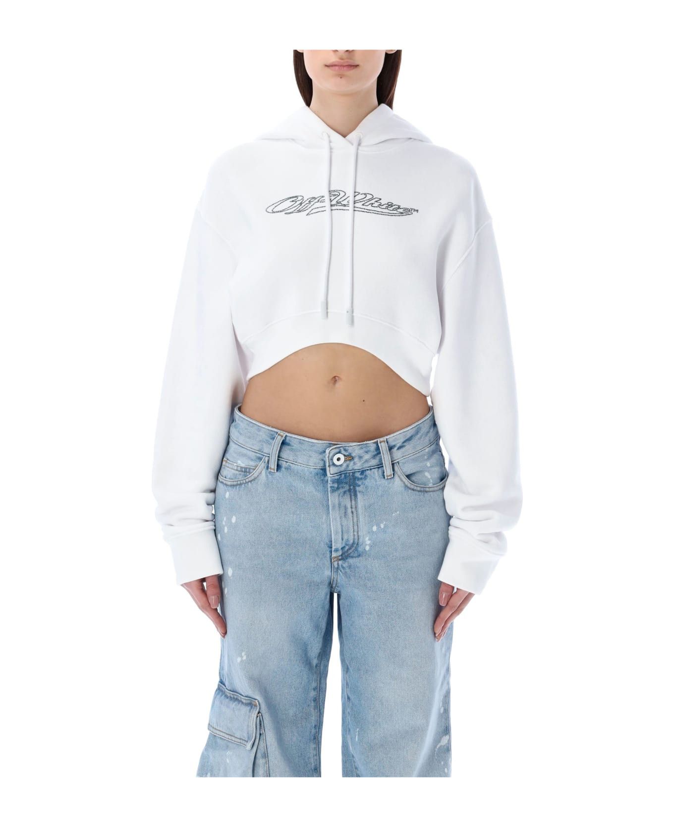 Off-White o1y1225 Logo Hoodie in White Size L / US 10 / IT 46 - 1 Thumbnail