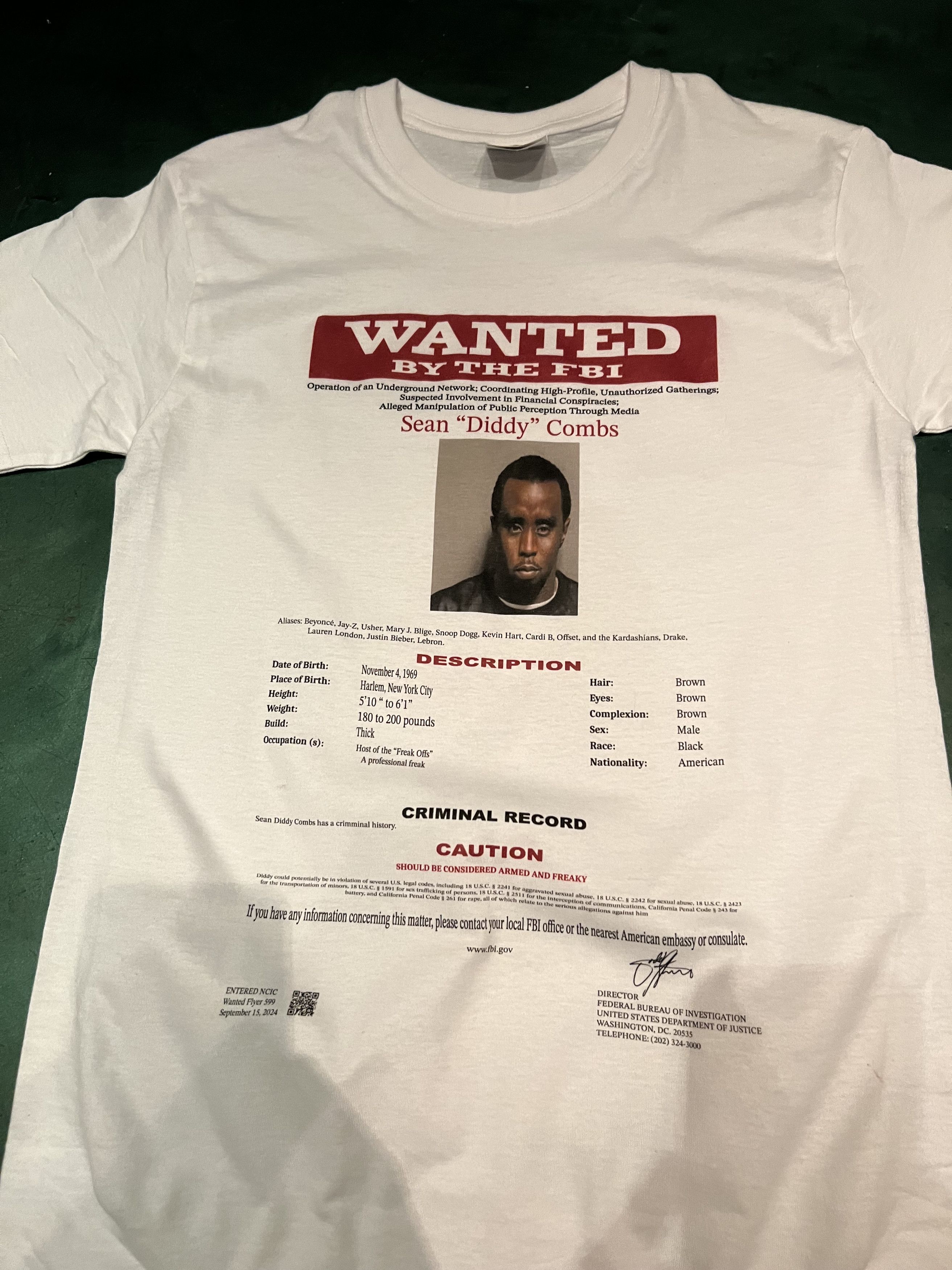 Other P. Diddy FBI Wanted T-Shirt Size US S / EU 44-46 / 1 - 2 Thumbnail