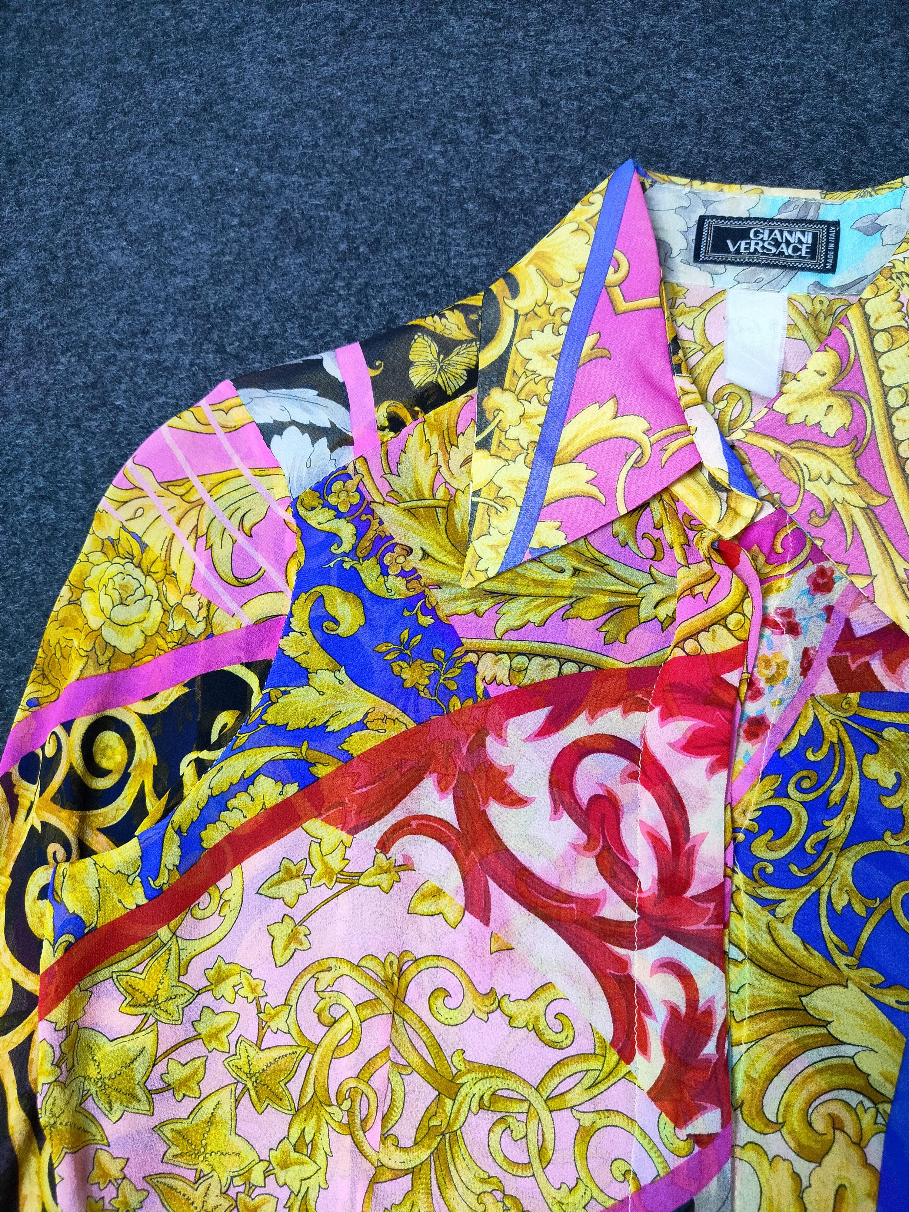 Versace 1980’s Gianni Versace Couture Barocco Colorful Print Shirt Size S / US 4 / IT 40 - 6 Thumbnail