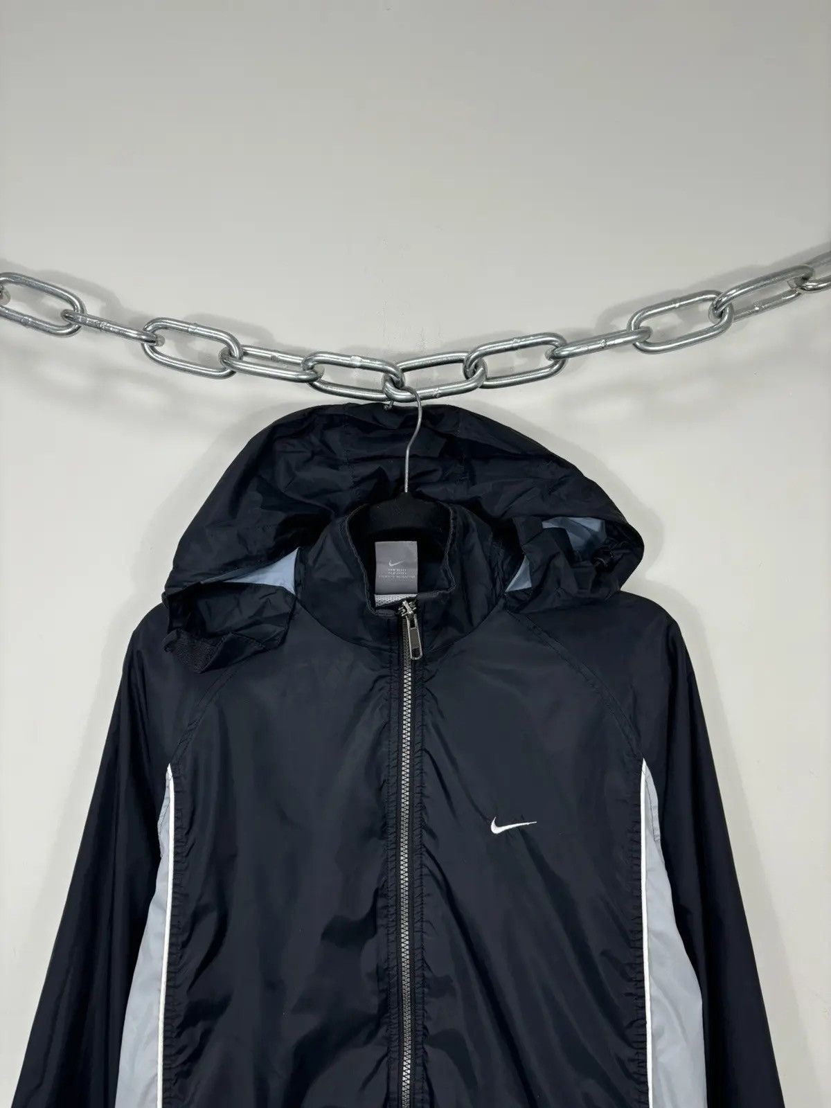 Nike × Vintage Vintage Nike Y2K Swoosh Drill Hype Retro Hooded Nylon Jacket Size US M / EU 48-50 / 2 - 4 Thumbnail