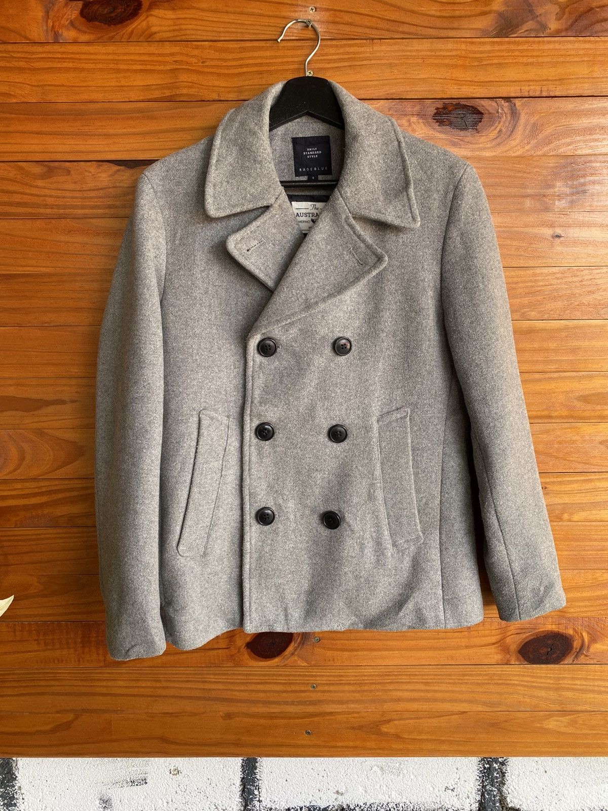 RAGEBLUE RAGEBLUE Grey DoubleBreasted Pea Coat Australian Merino Wool Size US S / EU 44-46 / 1 - 3 Thumbnail