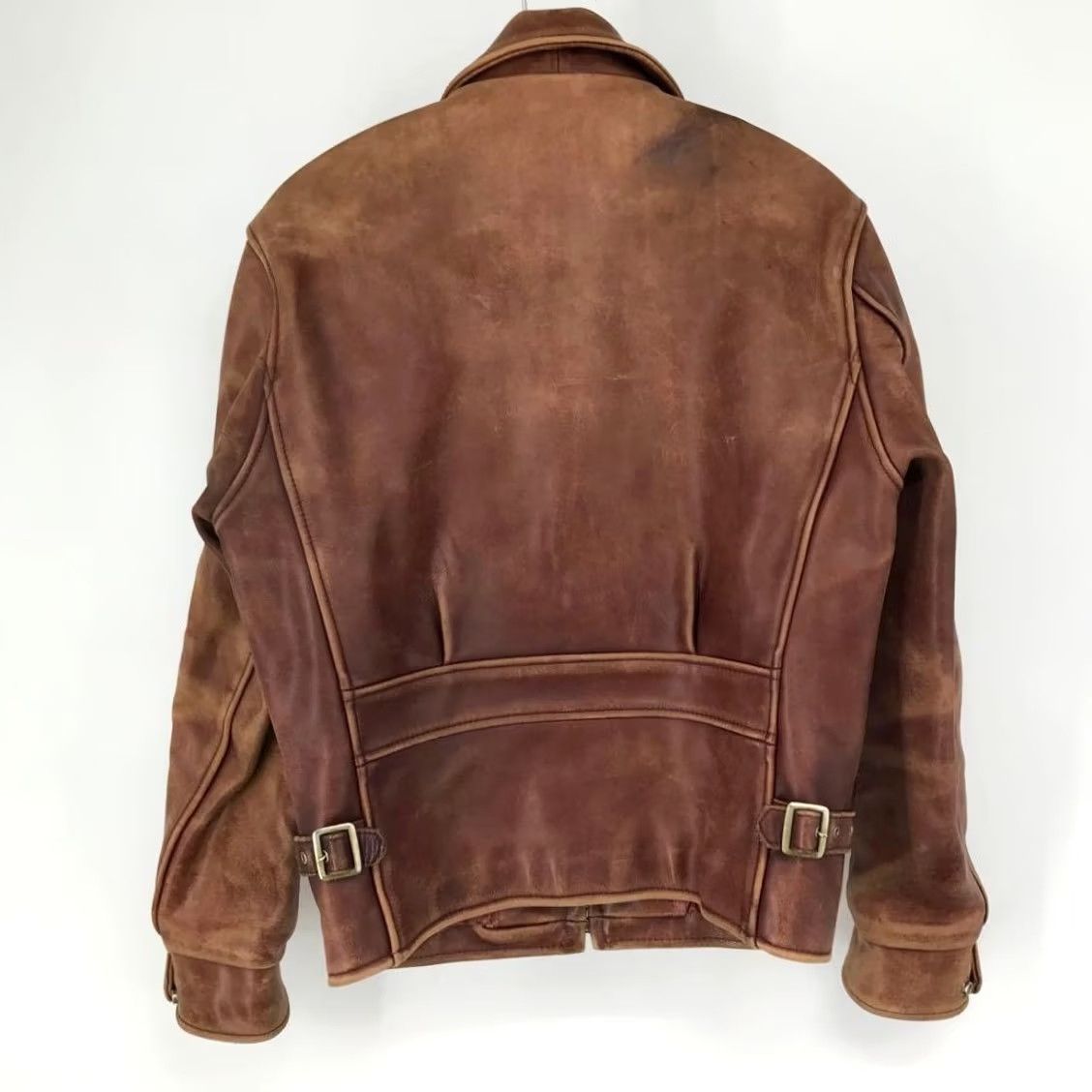 Vintage VINTAGE REAL McCOY’S B McCOY’S Steerhide Leather Jacket Shirt 36 Mens Brown 90s Size US XXS / EU 40 - 2 Thumbnail