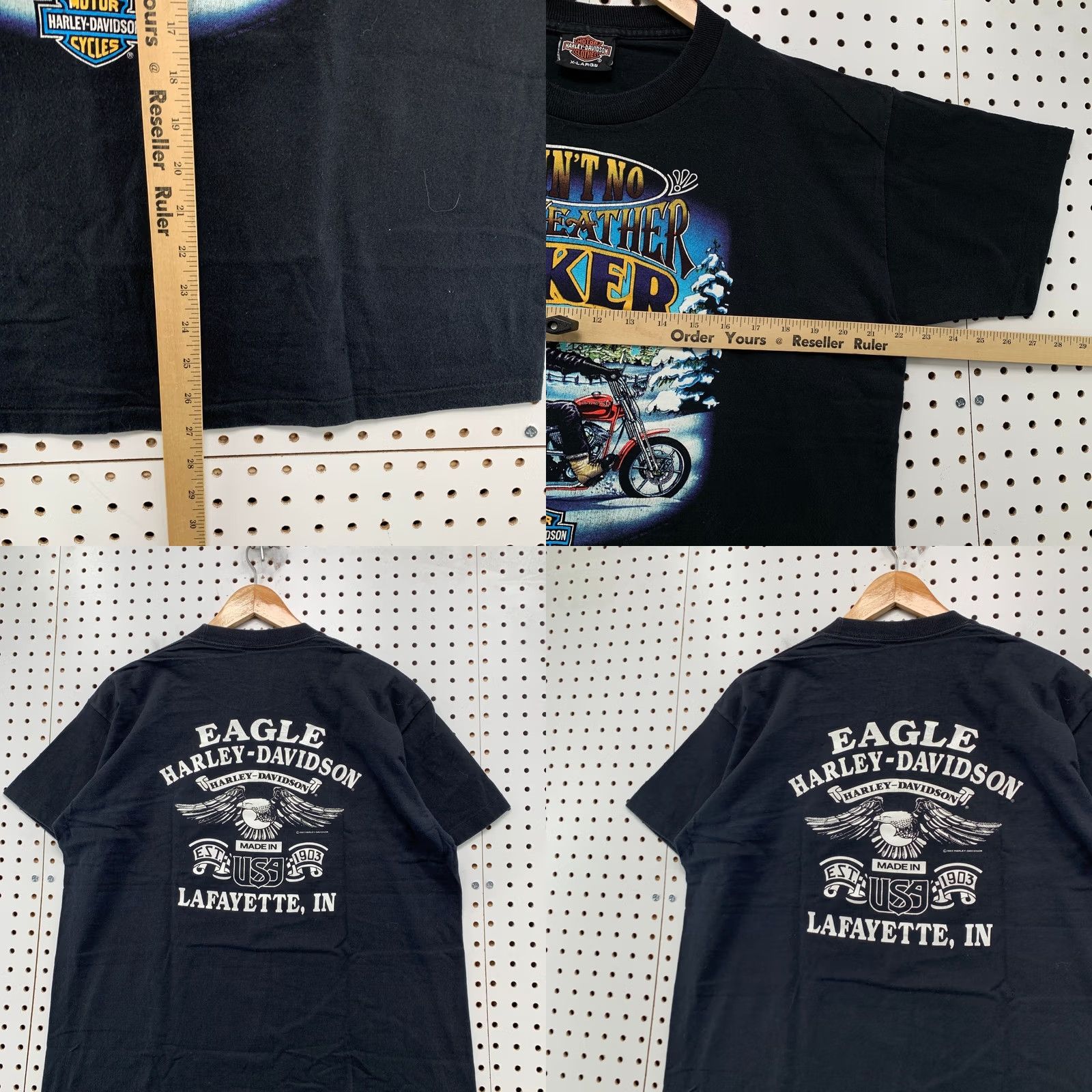 Harley Davidson VINTAGE Harley-Davidson Shirt Mens XL Black 90 Fairweather Biker Single Stitch Graphic Print Crew Neck Short Sleeve USA 1990s Boys Girls Mens Womens Size US XL / EU 56 / 4 - 9 Thumbnail
