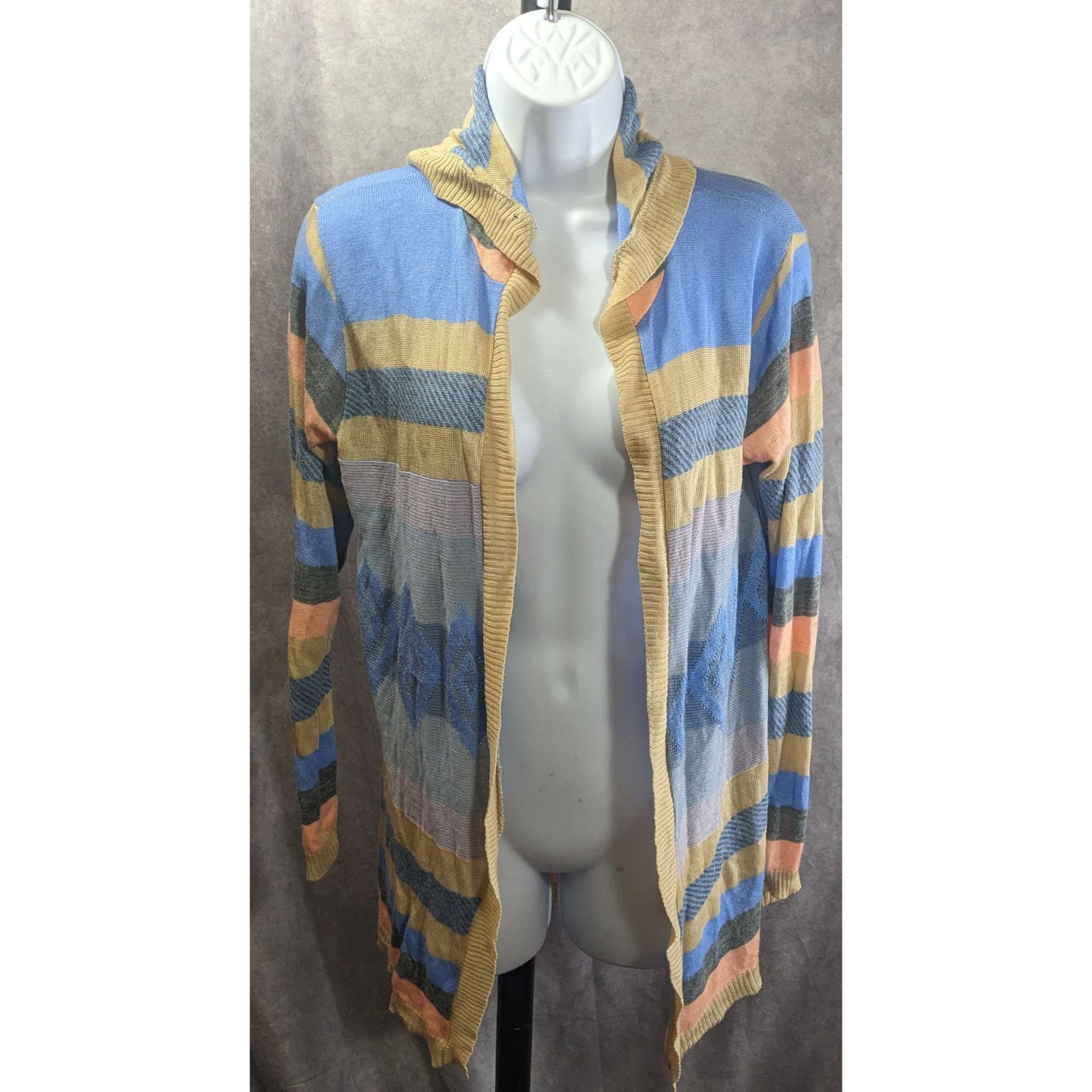 Other Say What? Southwestern Open Front Hooded Cardigan Striped Kn Size S / US 4 / IT 40 - 1 Thumbnail